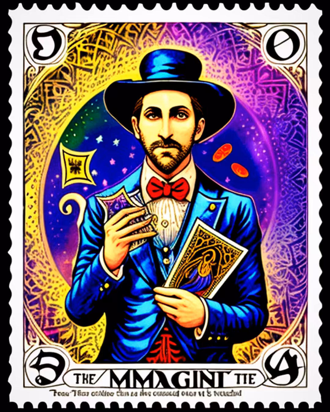 psychedelic tarot postage stamps: the magician