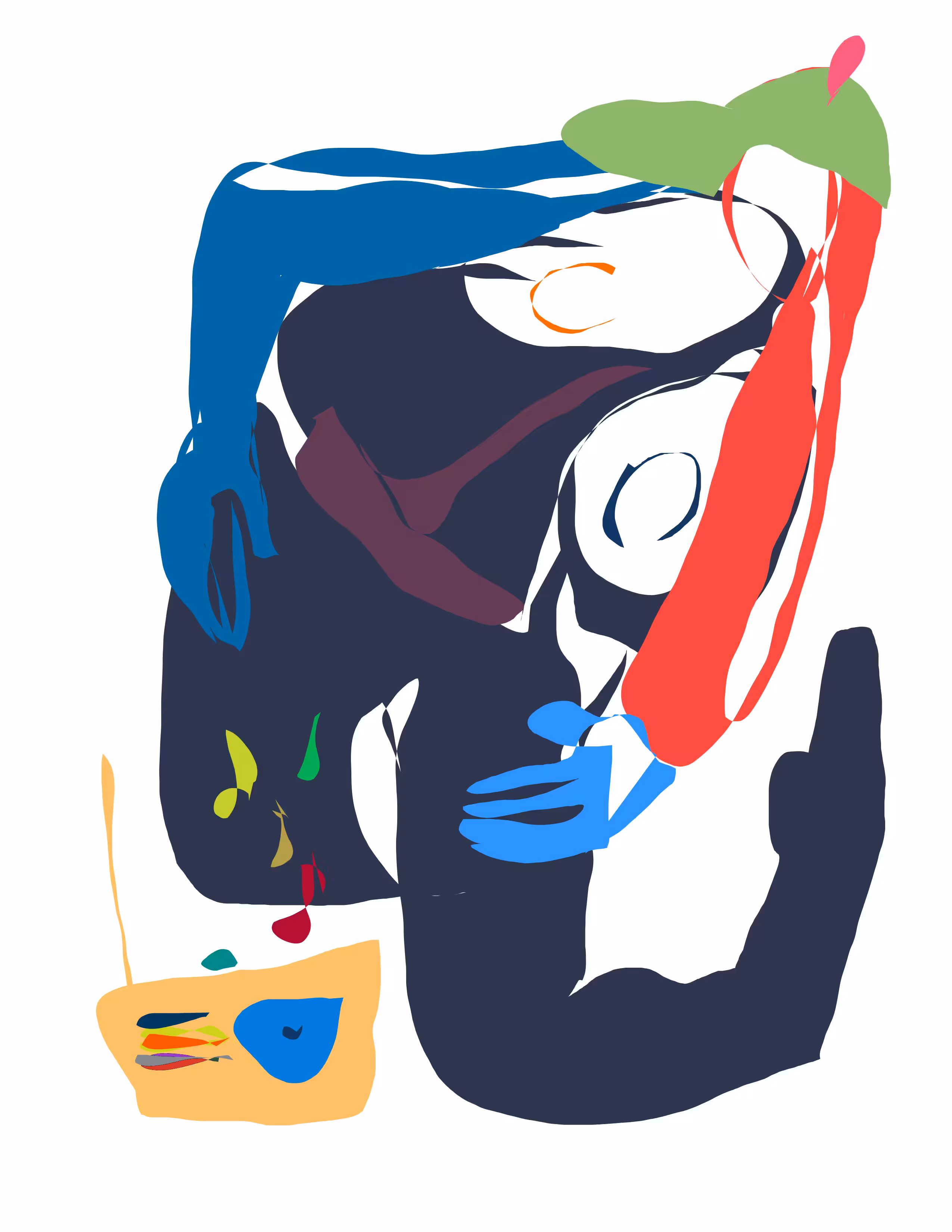 Multicolored brushstroke + nude art: Hip-hop dance