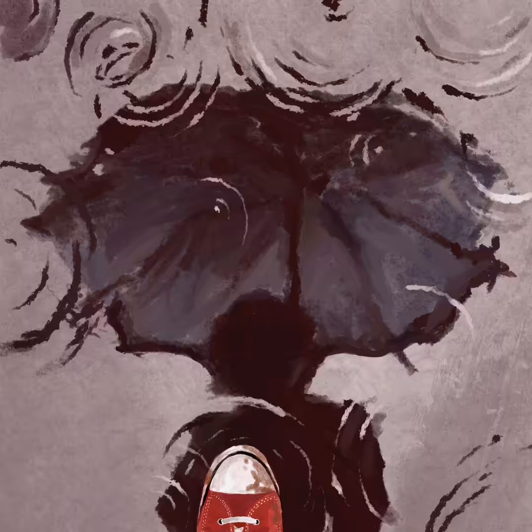 Umbrella and wet shoes