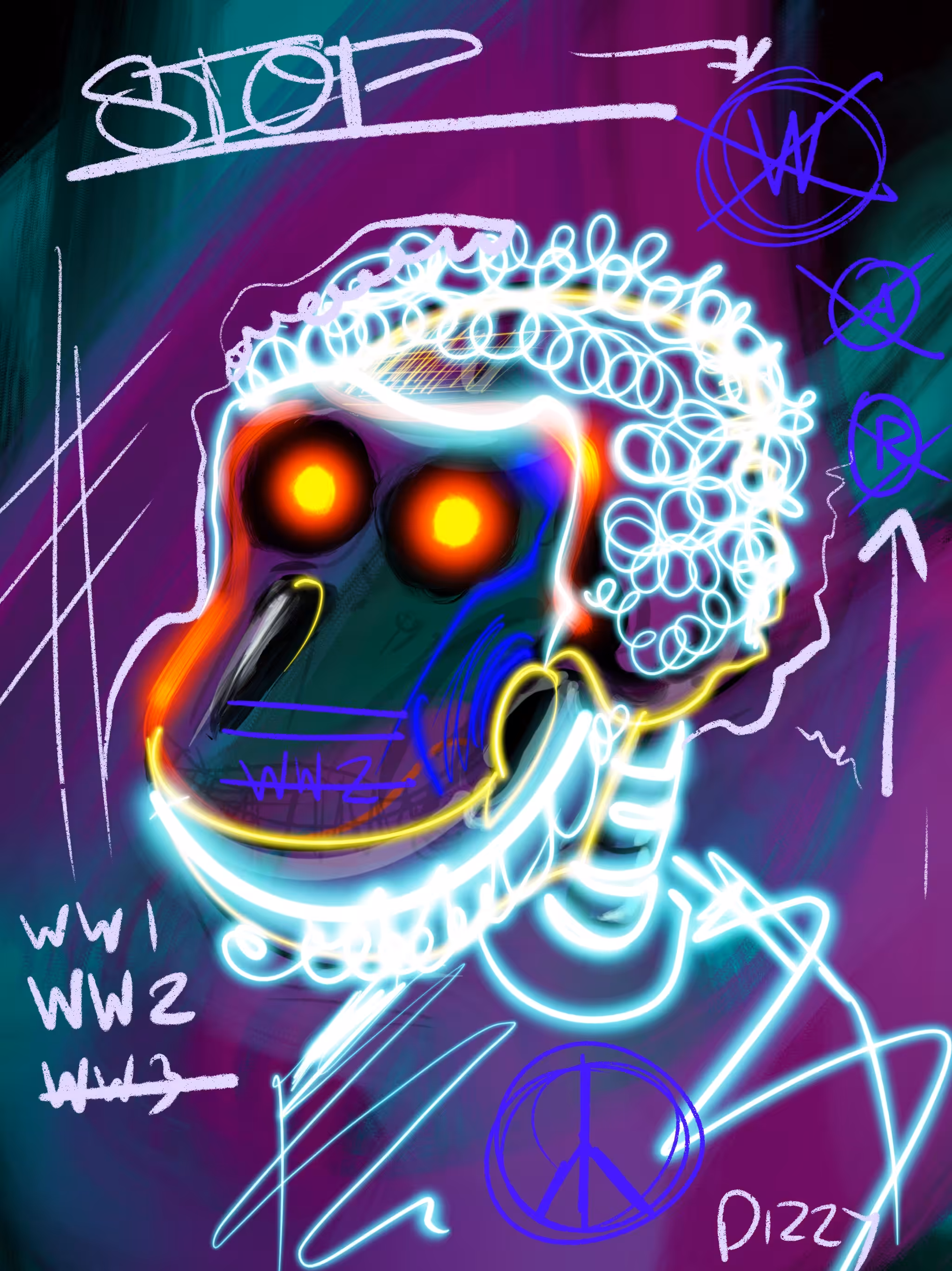 ape skull don't like war.