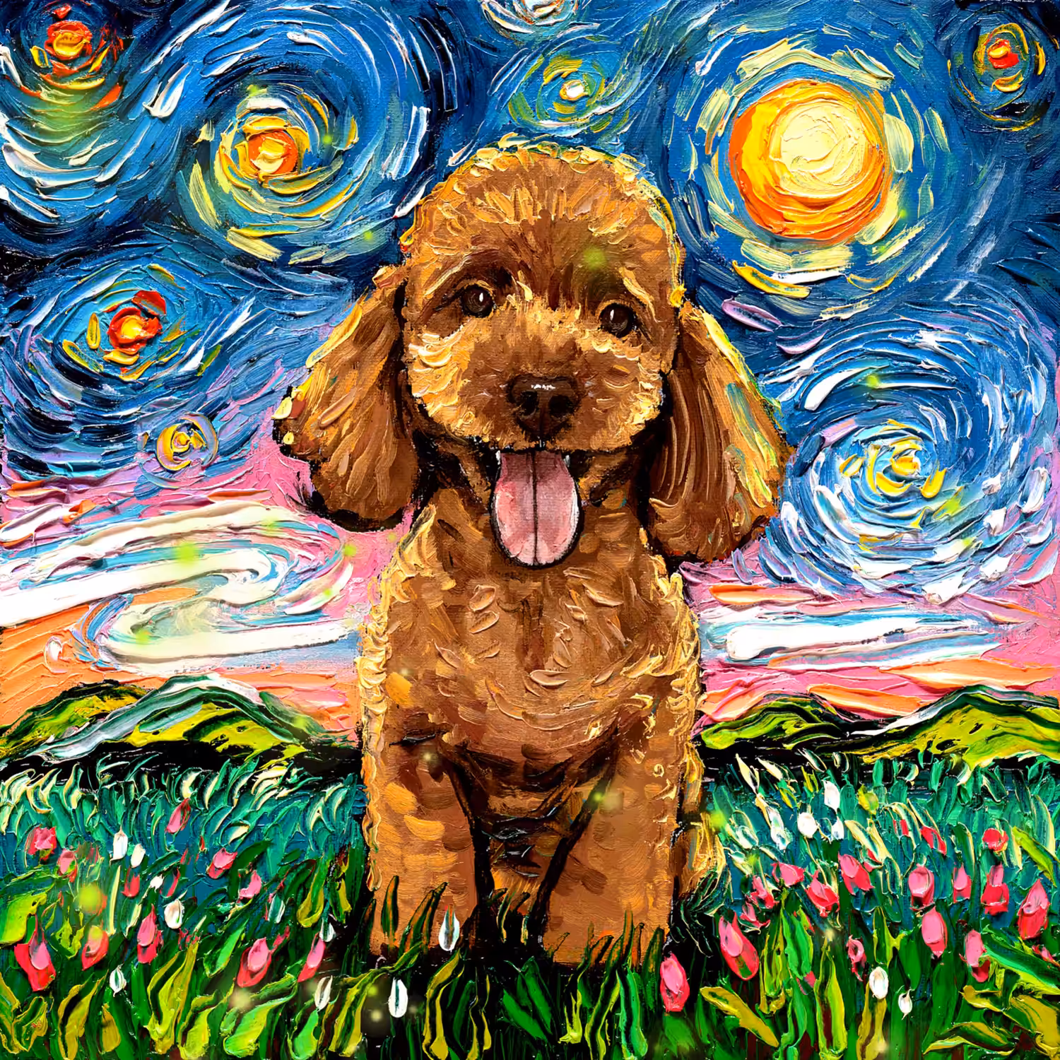 Apricot Poodle Night