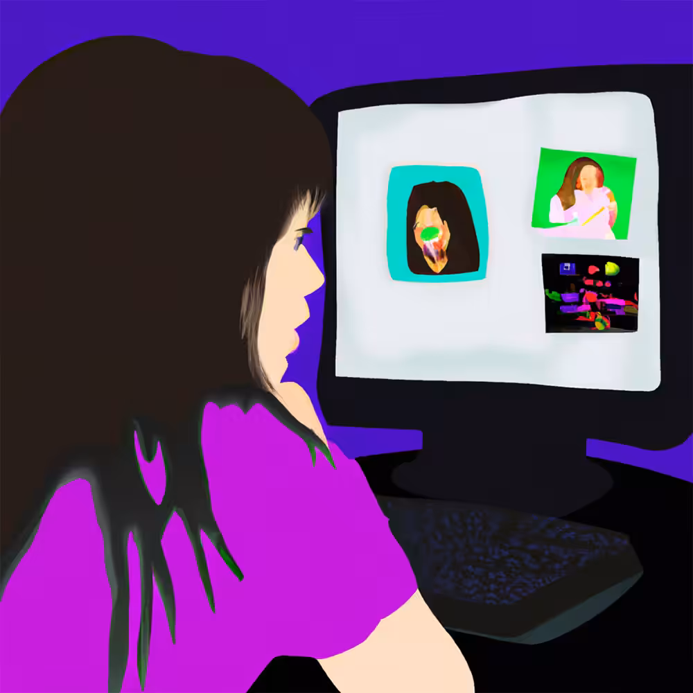 girl watching someone famous on computer2