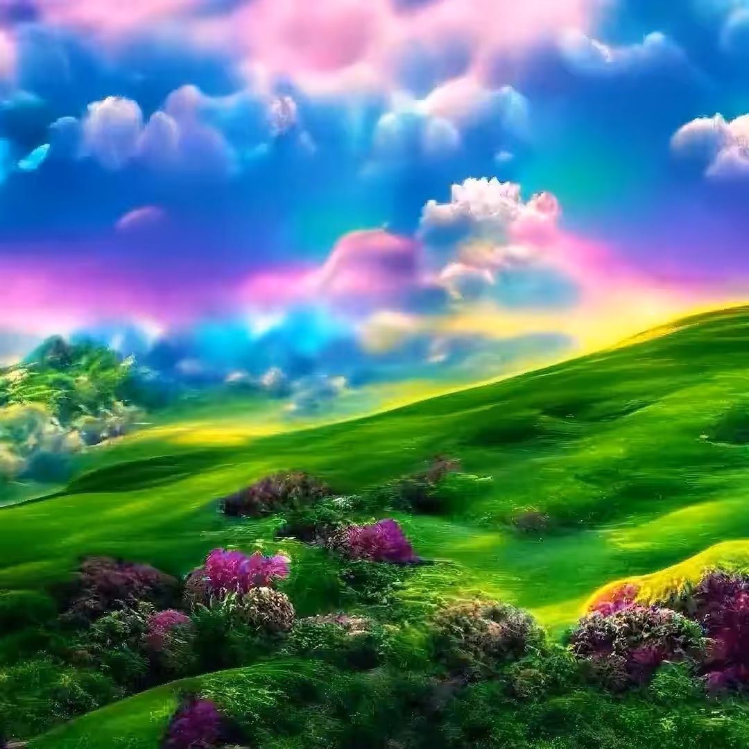 Green Hills with Colorful Sky #03