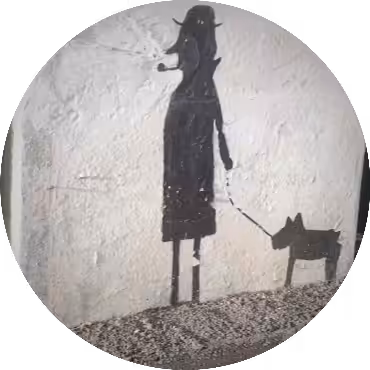 Street art - Inspector & dog figures