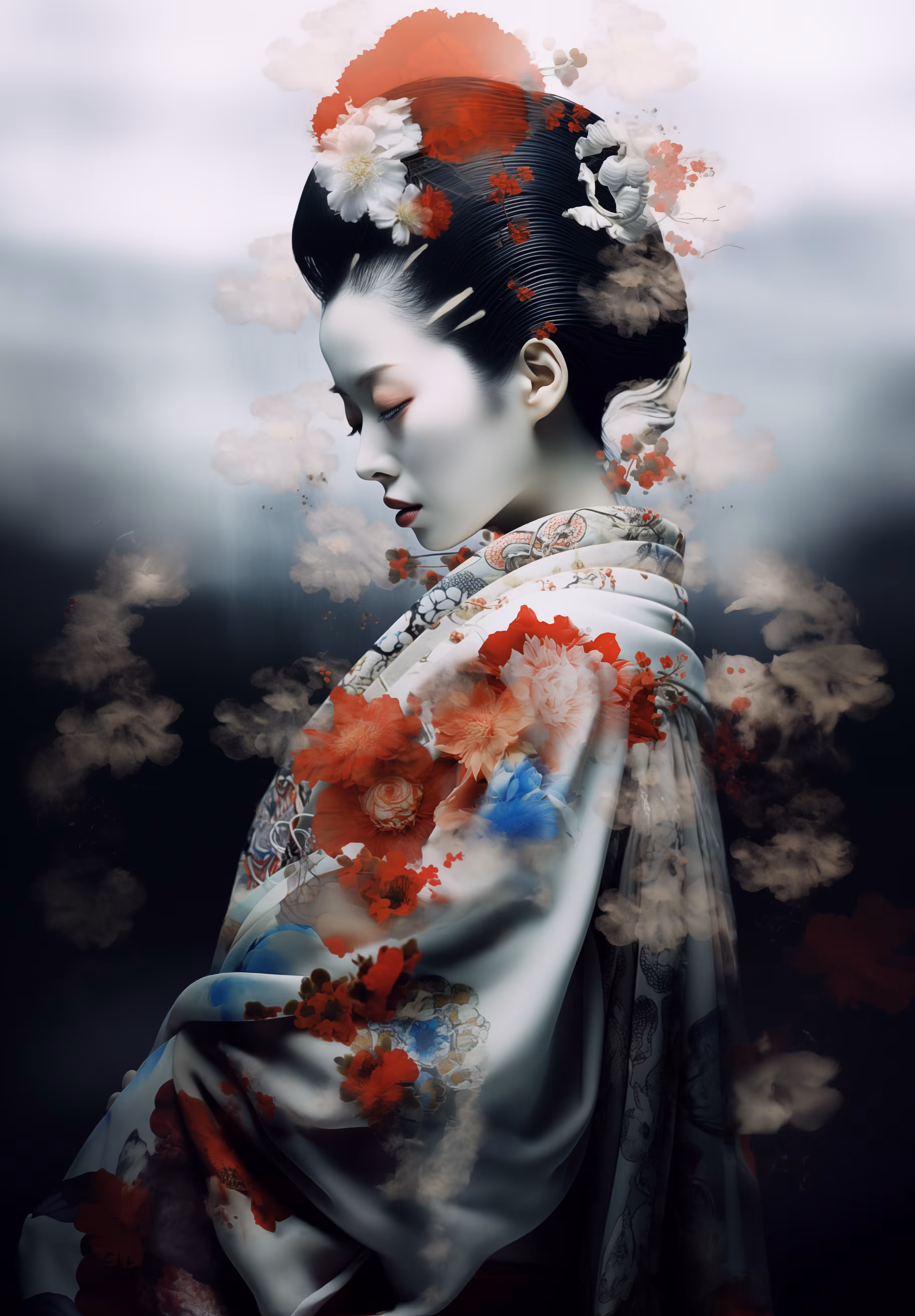 Kyoto woman on a snowy day