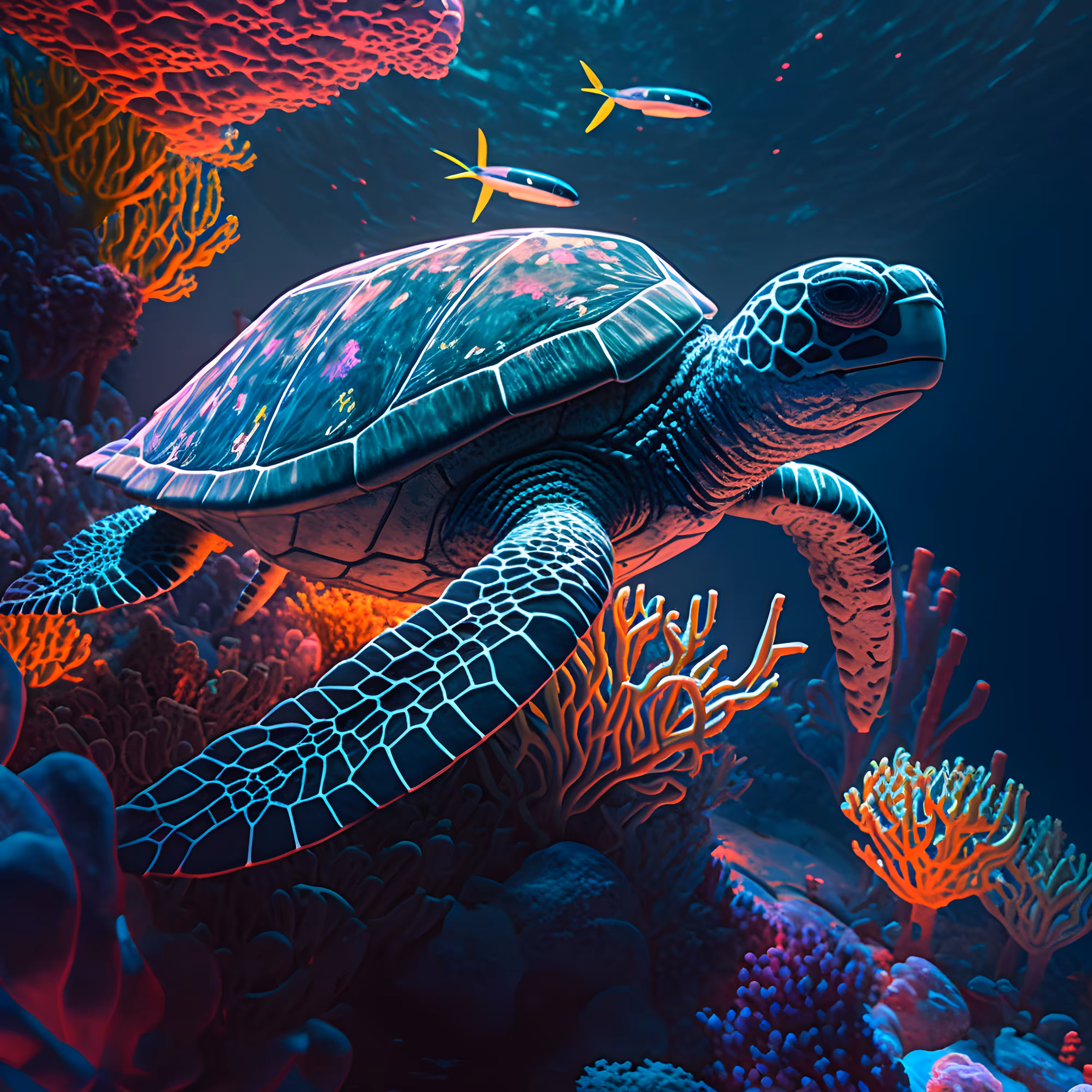 Neon Sea Turtle
