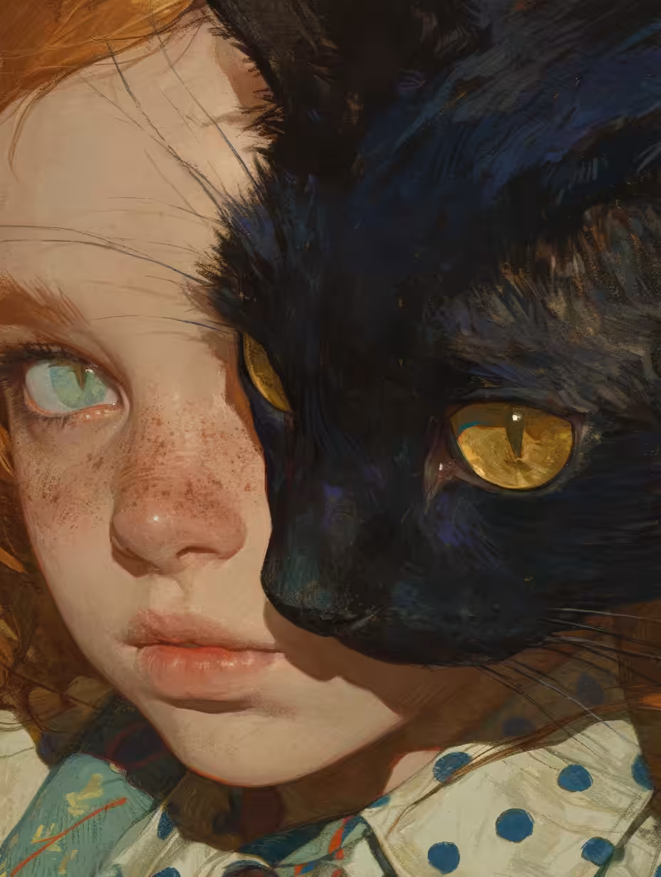 Girl with a Black Cat