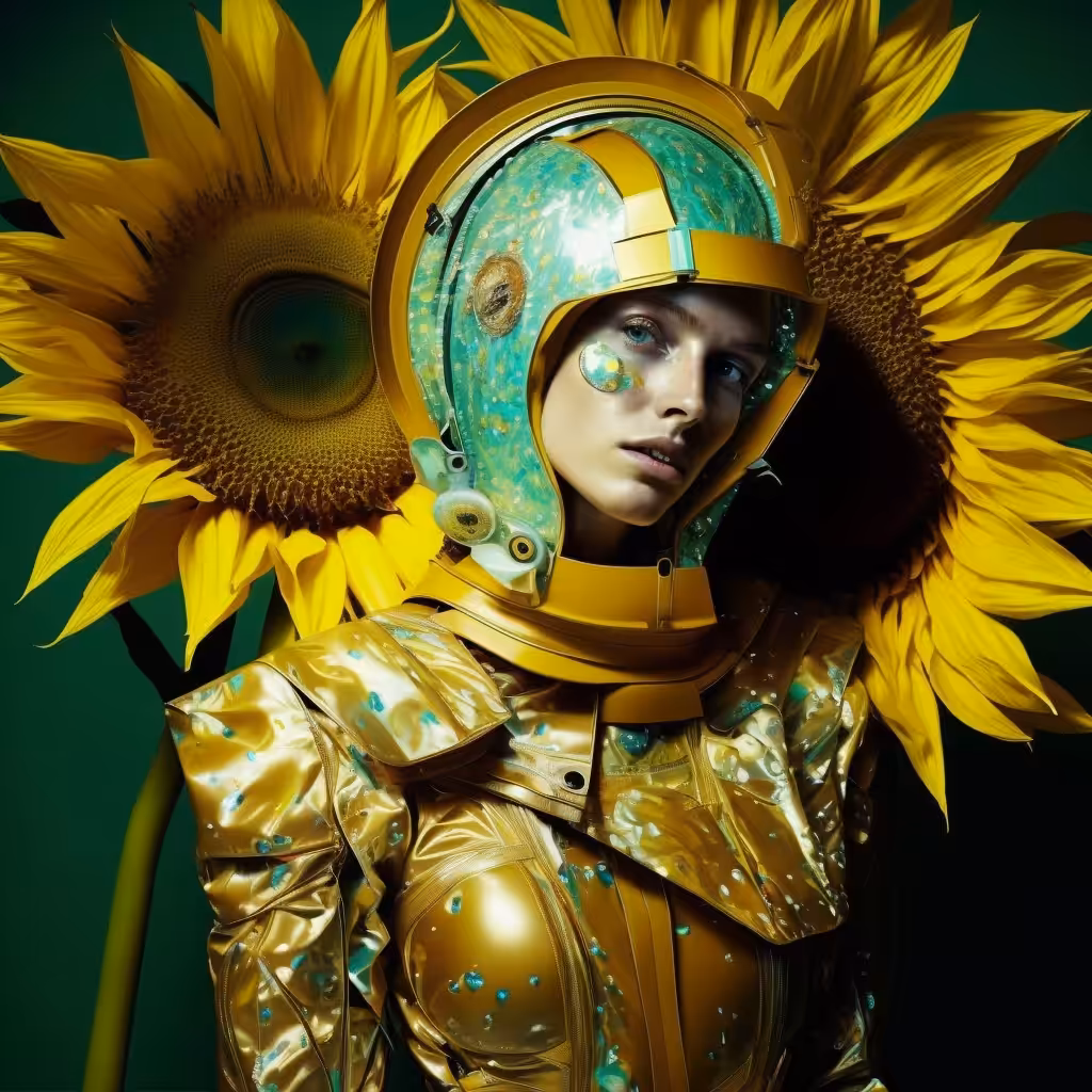 Expressive alta moda: Sunflowers and catwalk
