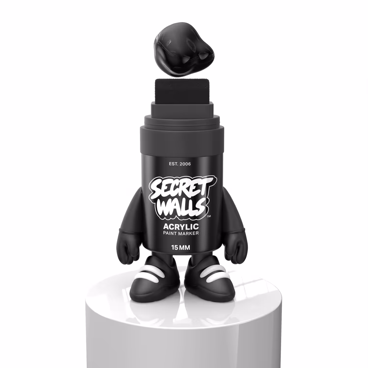Secret Walls Marker Mascot (Black and White)