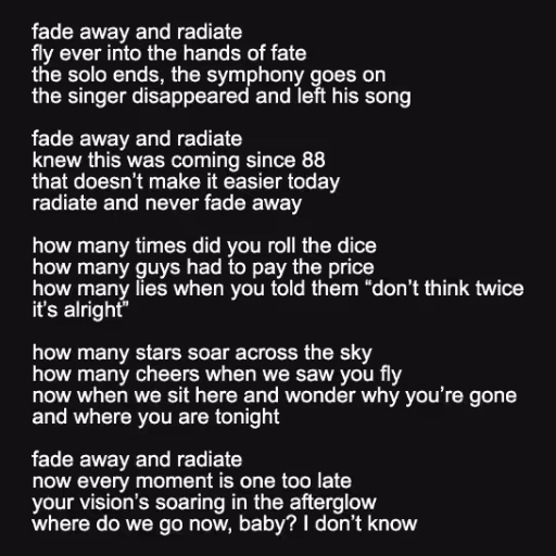 fade away and radiat...