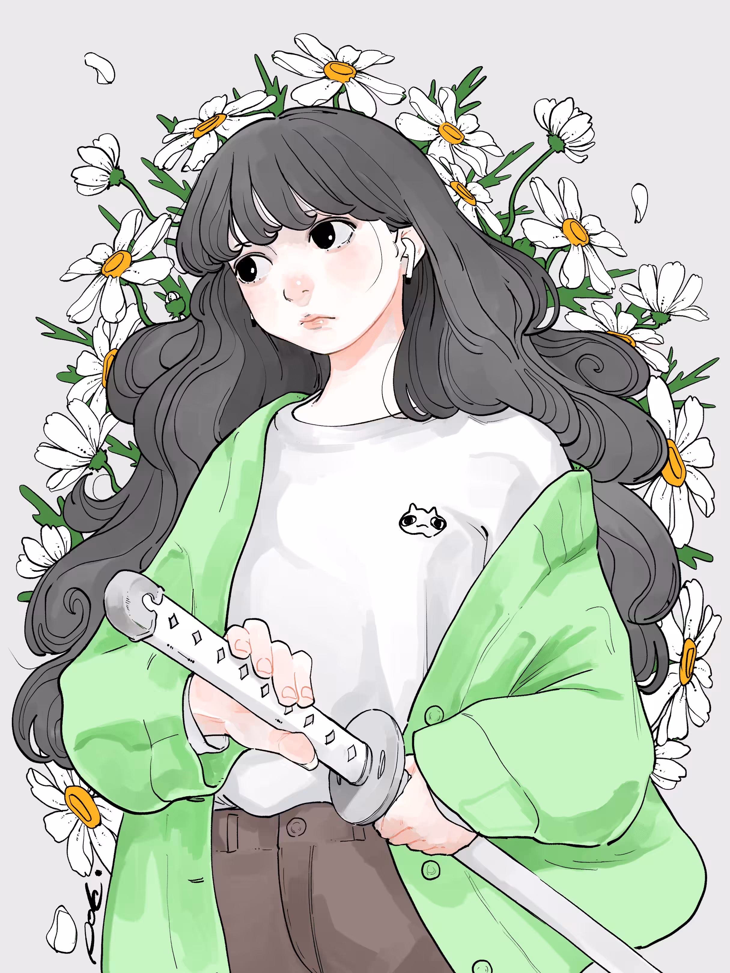 sword and flowers