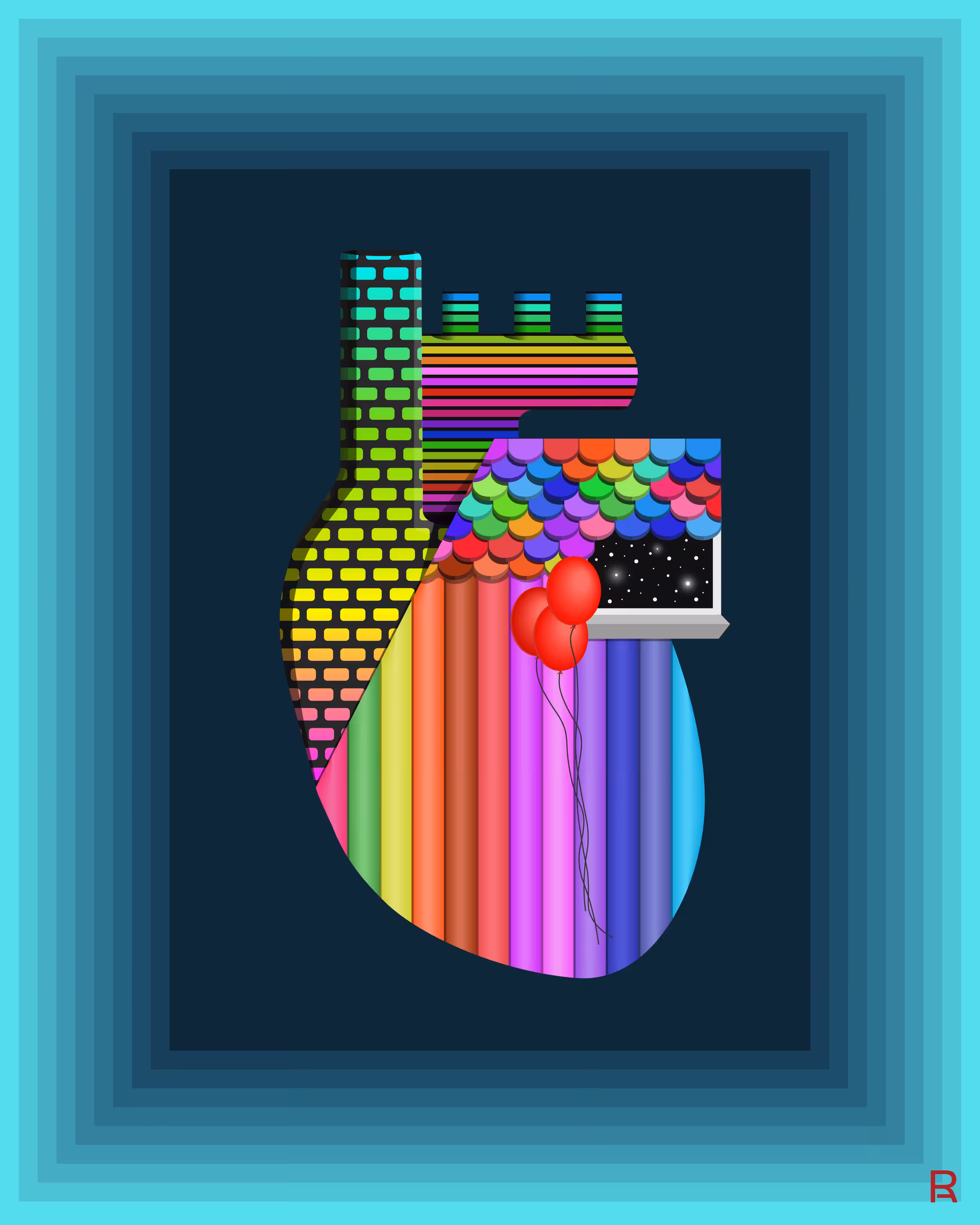 Heart in box.