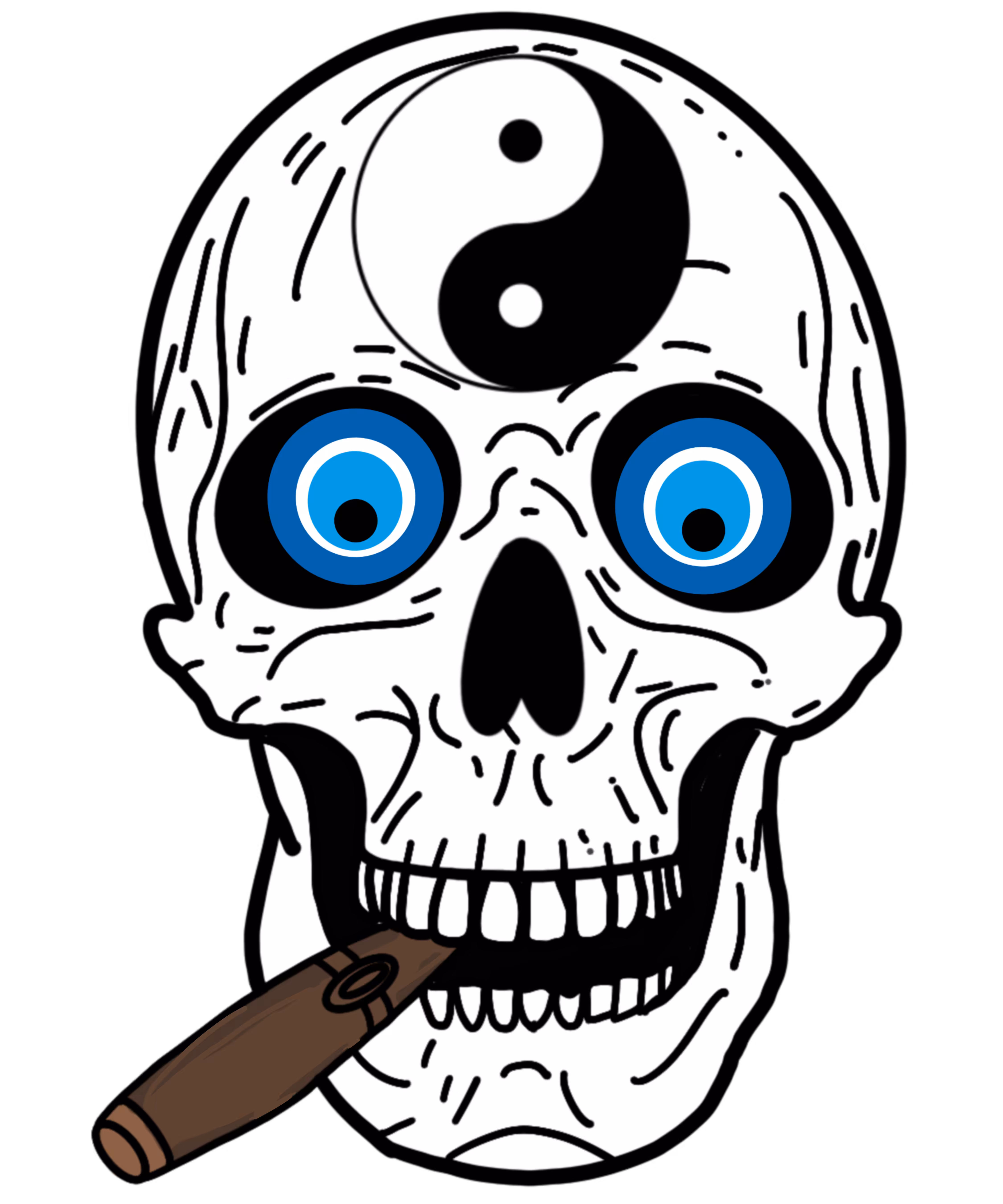 Skull Smoking Ying Yang