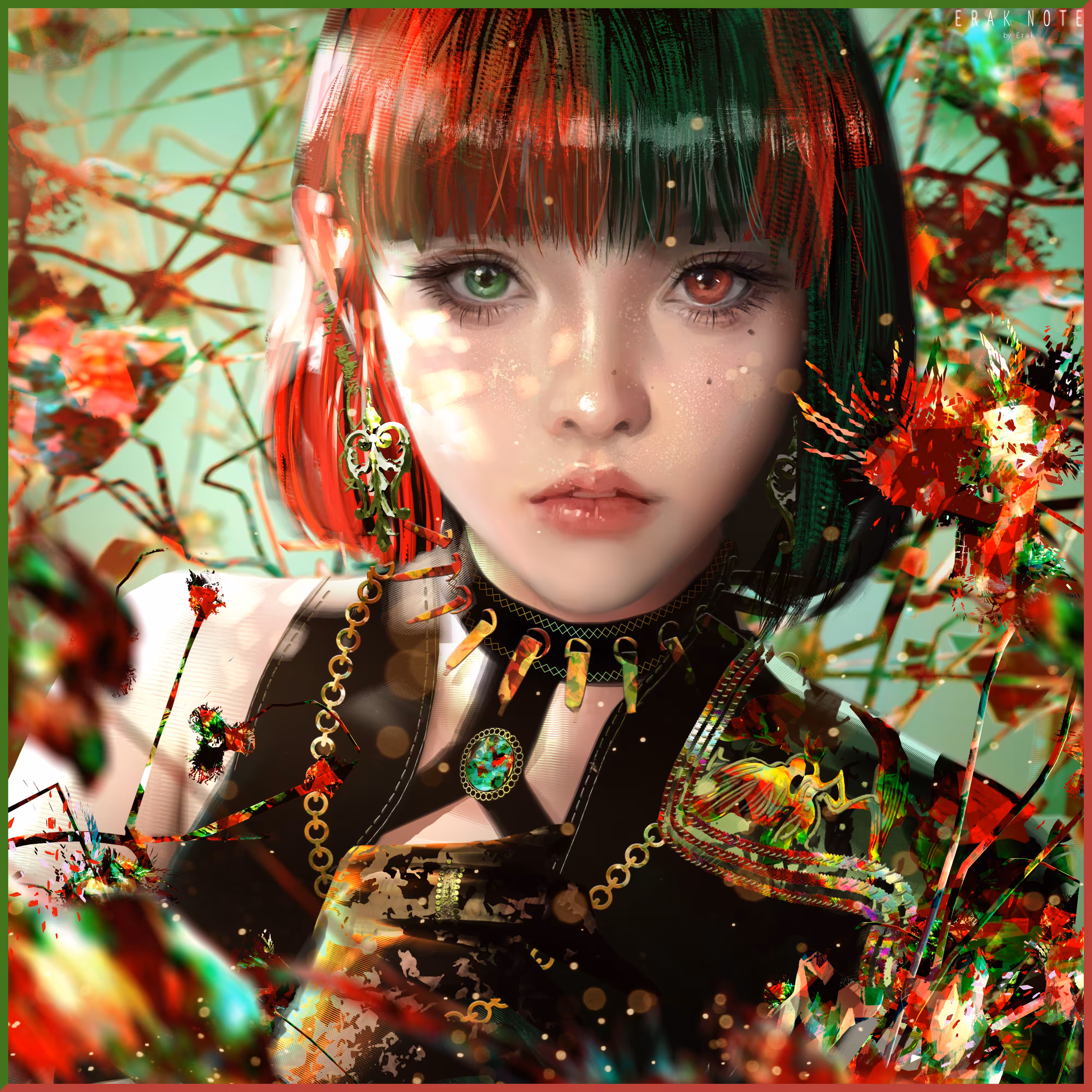 IRON FLOWER: Flower and Iron - Red & Green
