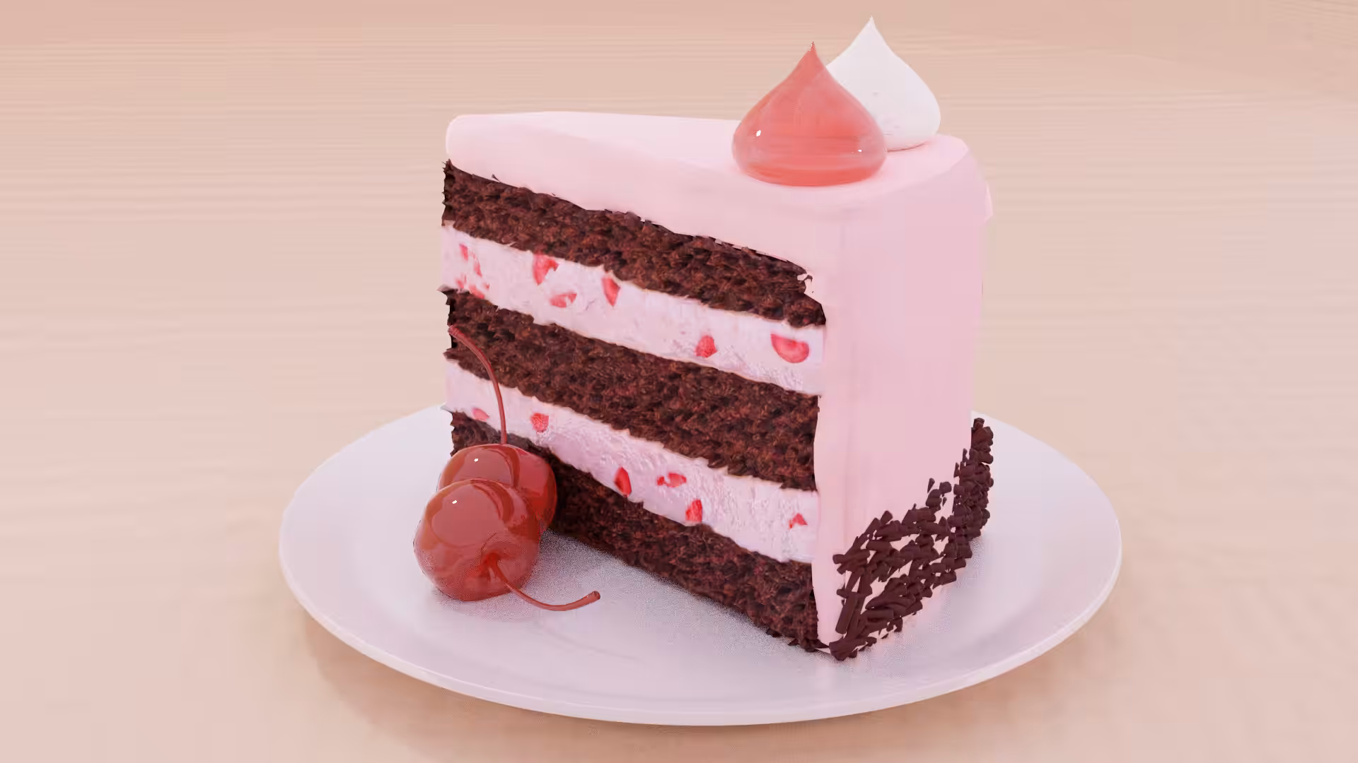 Cherry Cordial Heart Cake - One Slice