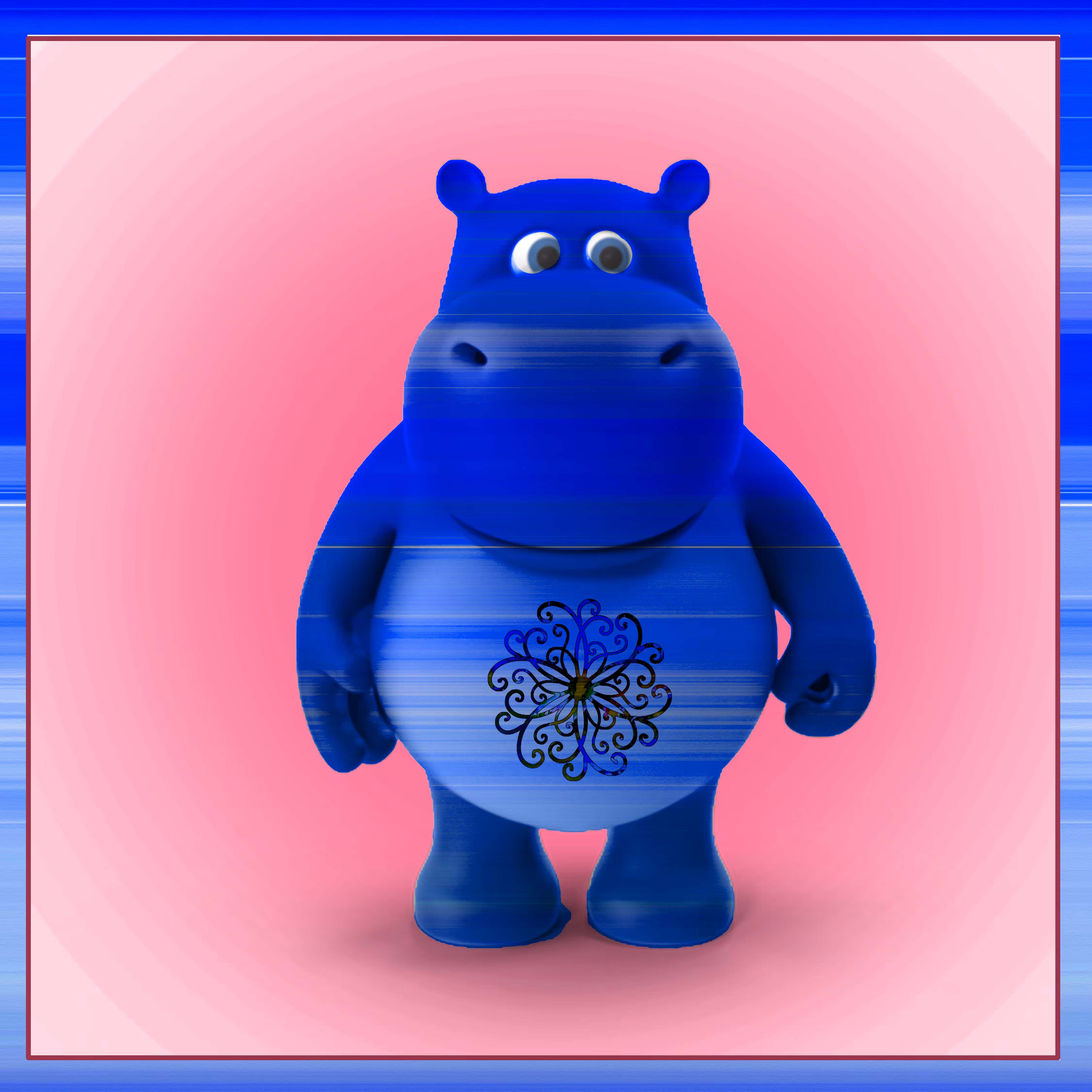 Blue Stripes Hippo - 002