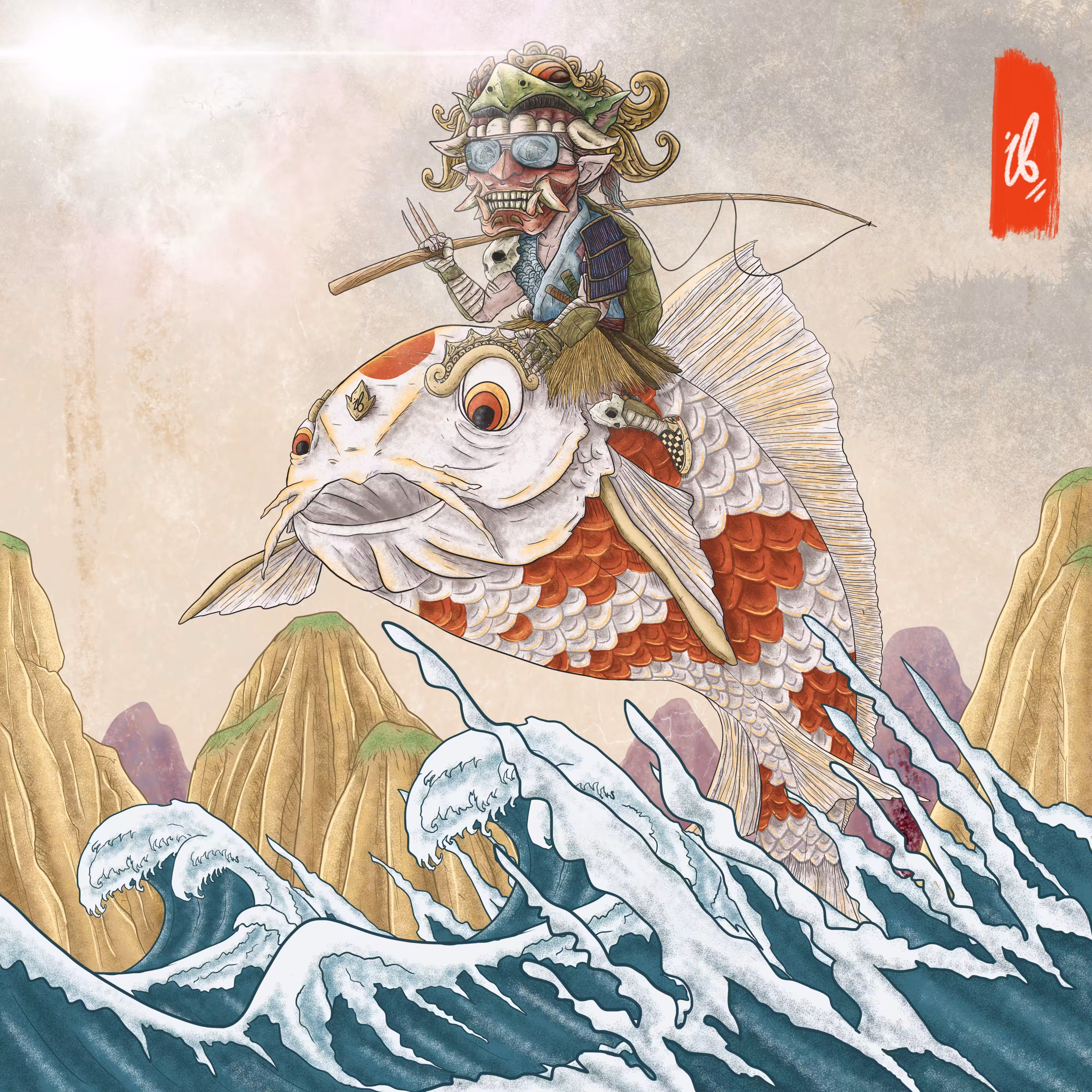 Taro Riding Koi Fish
