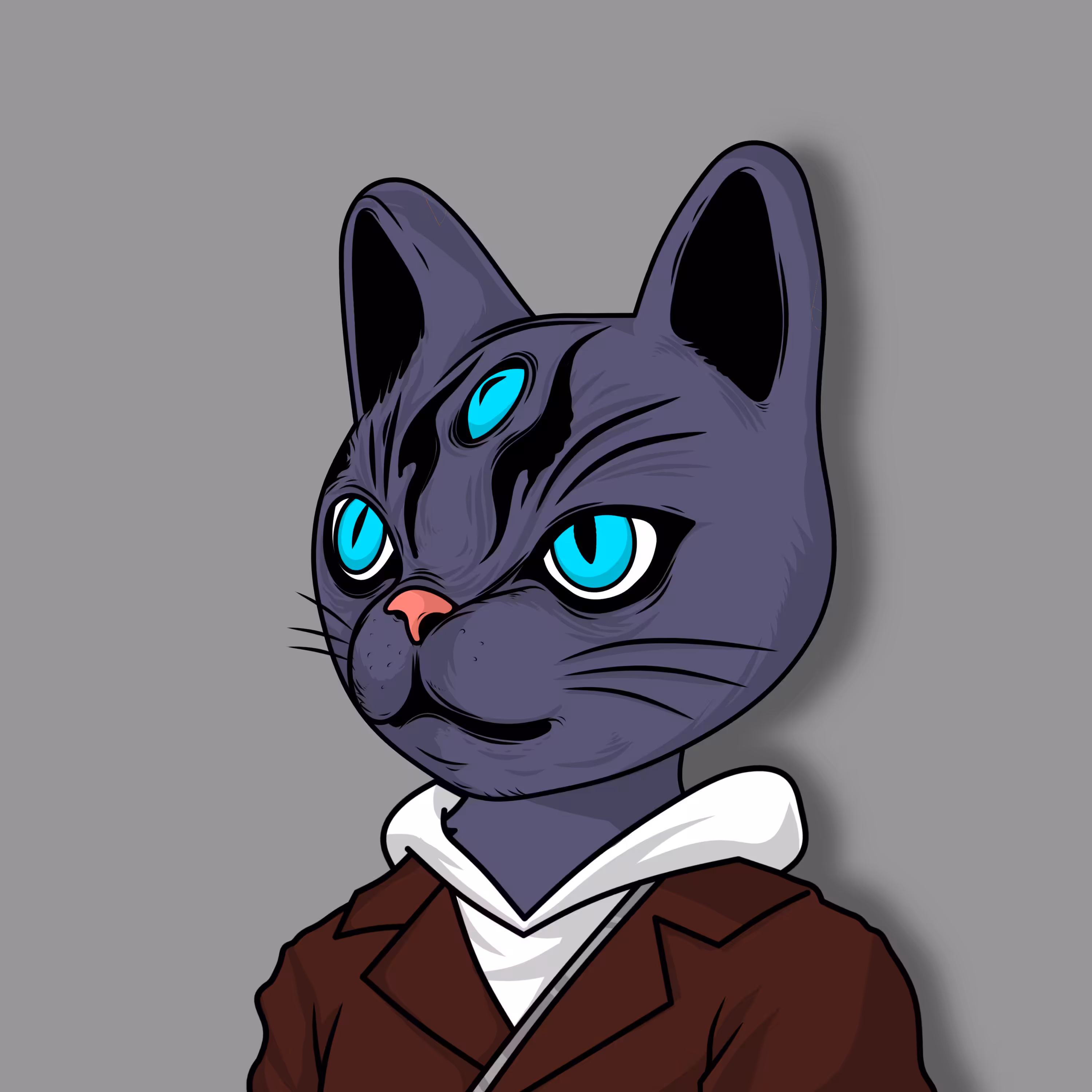 SANGAN NEKO: Sangan Neko With Leather Jacket 