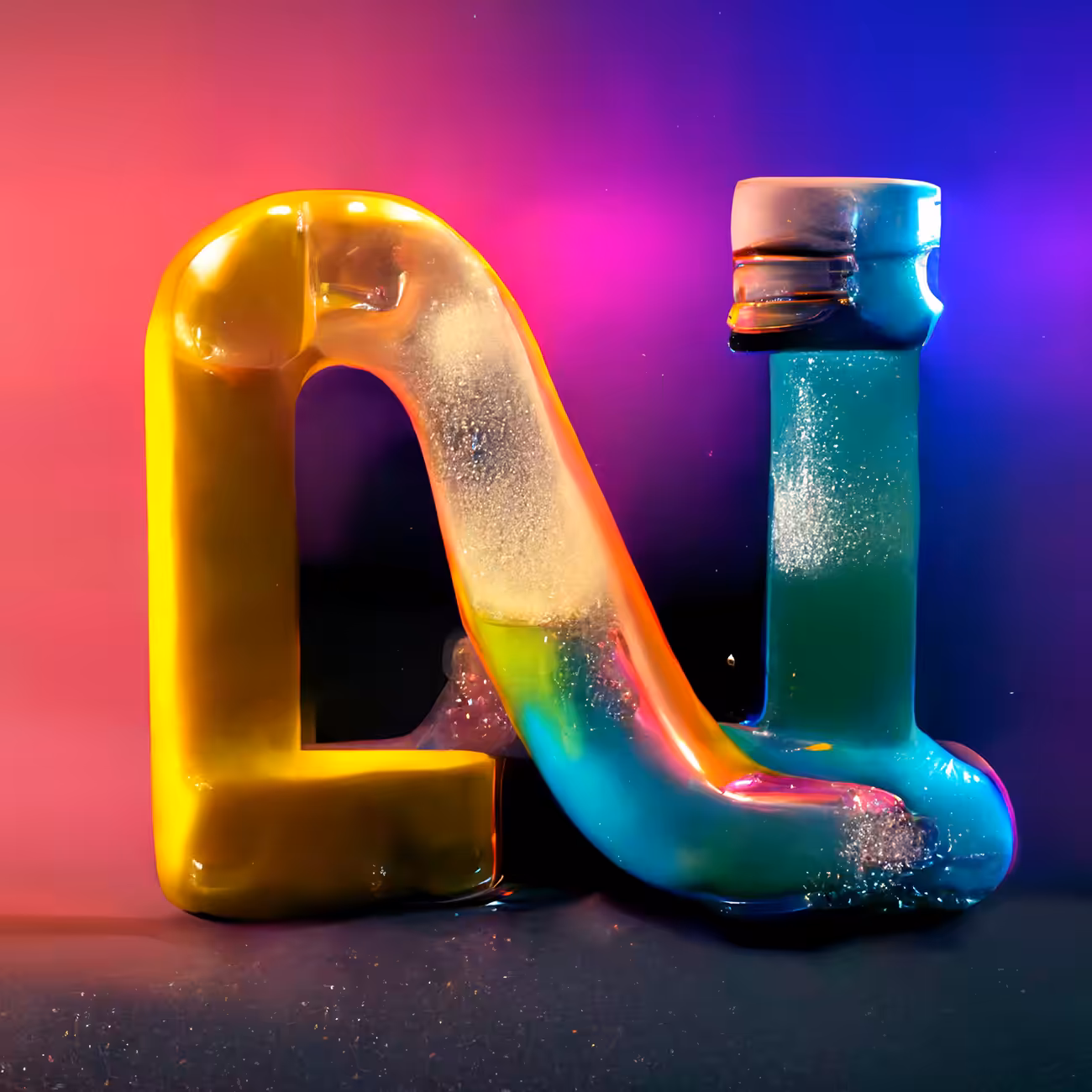 Shiny Liquid Alphabet Series - N
