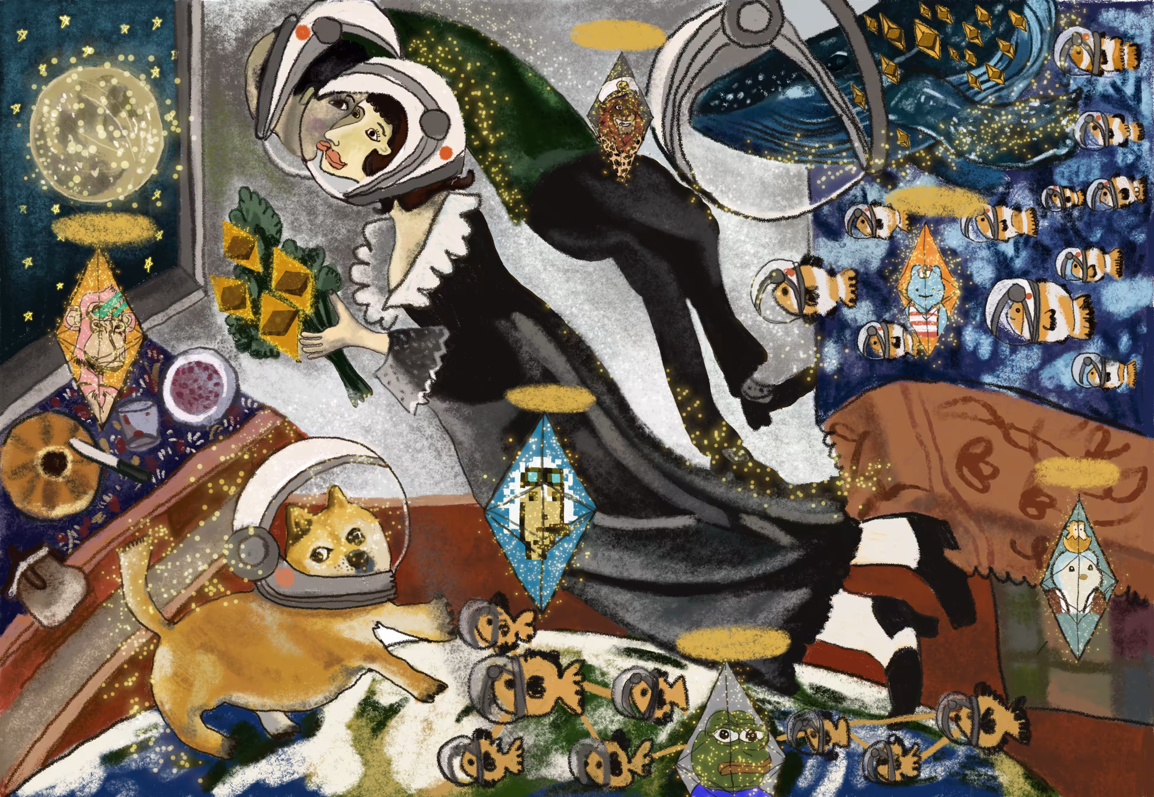 The Birthday 1915 ( Chagall)  goes to the moon.
