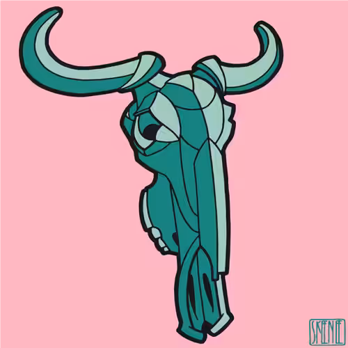 Skeenee Crypto: 💀72 | MINIMALIST WILDEBEEST SKULL | Teal