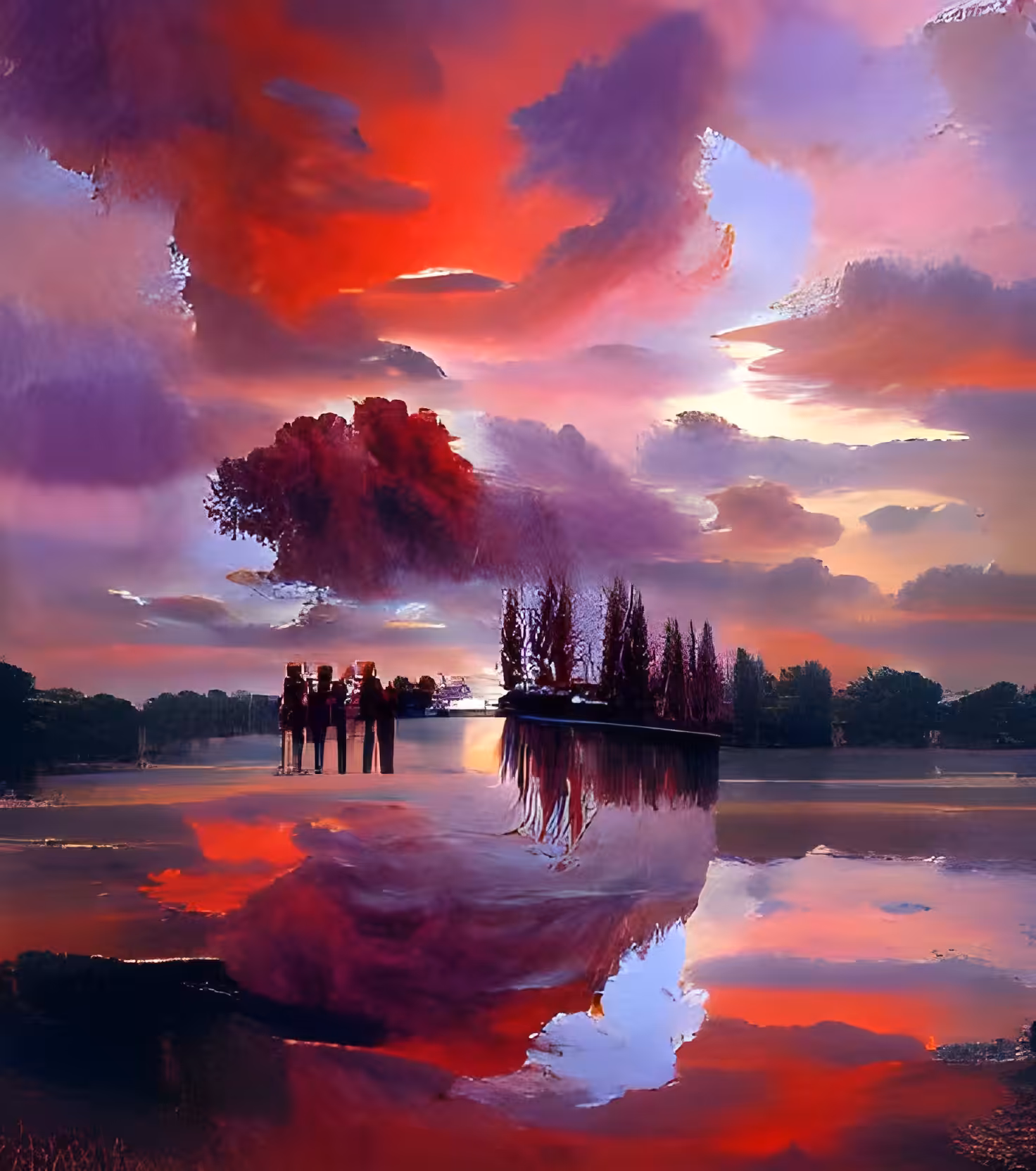 AI MASTERPIECE #1259 - SUNSET OVER THE LAKE