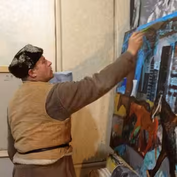 The artist in his studio