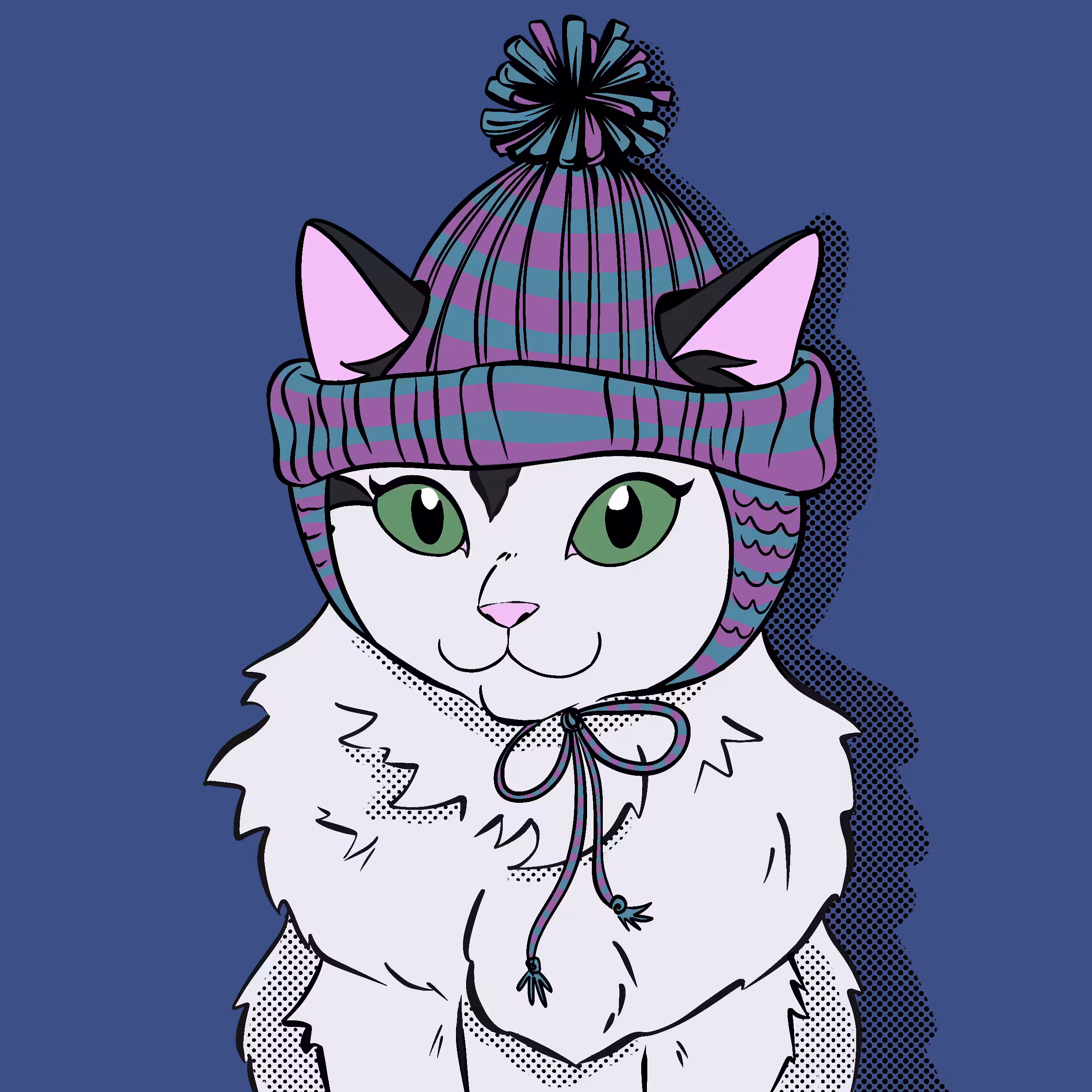 #003. Waffle in striped wool cap