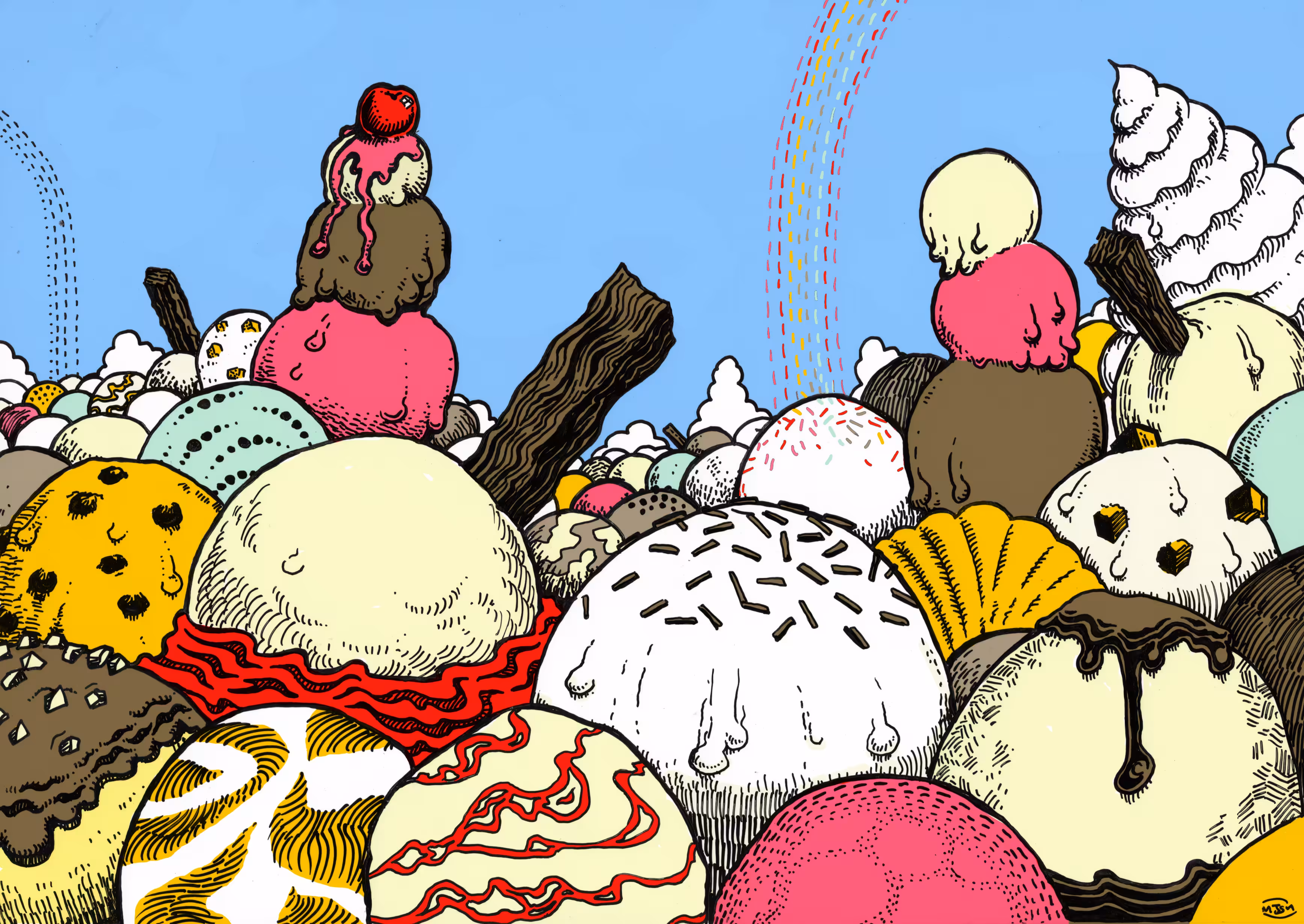 Ice Cream Landscape - Hand drawn edible landscape