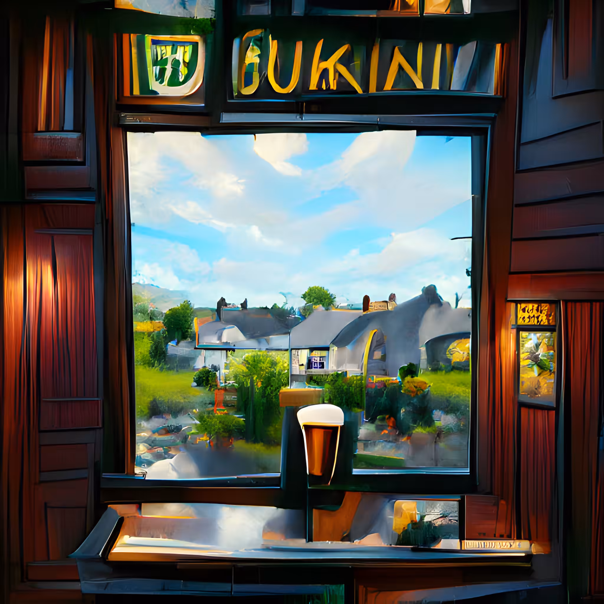 Window of a Quaint Irish Pub