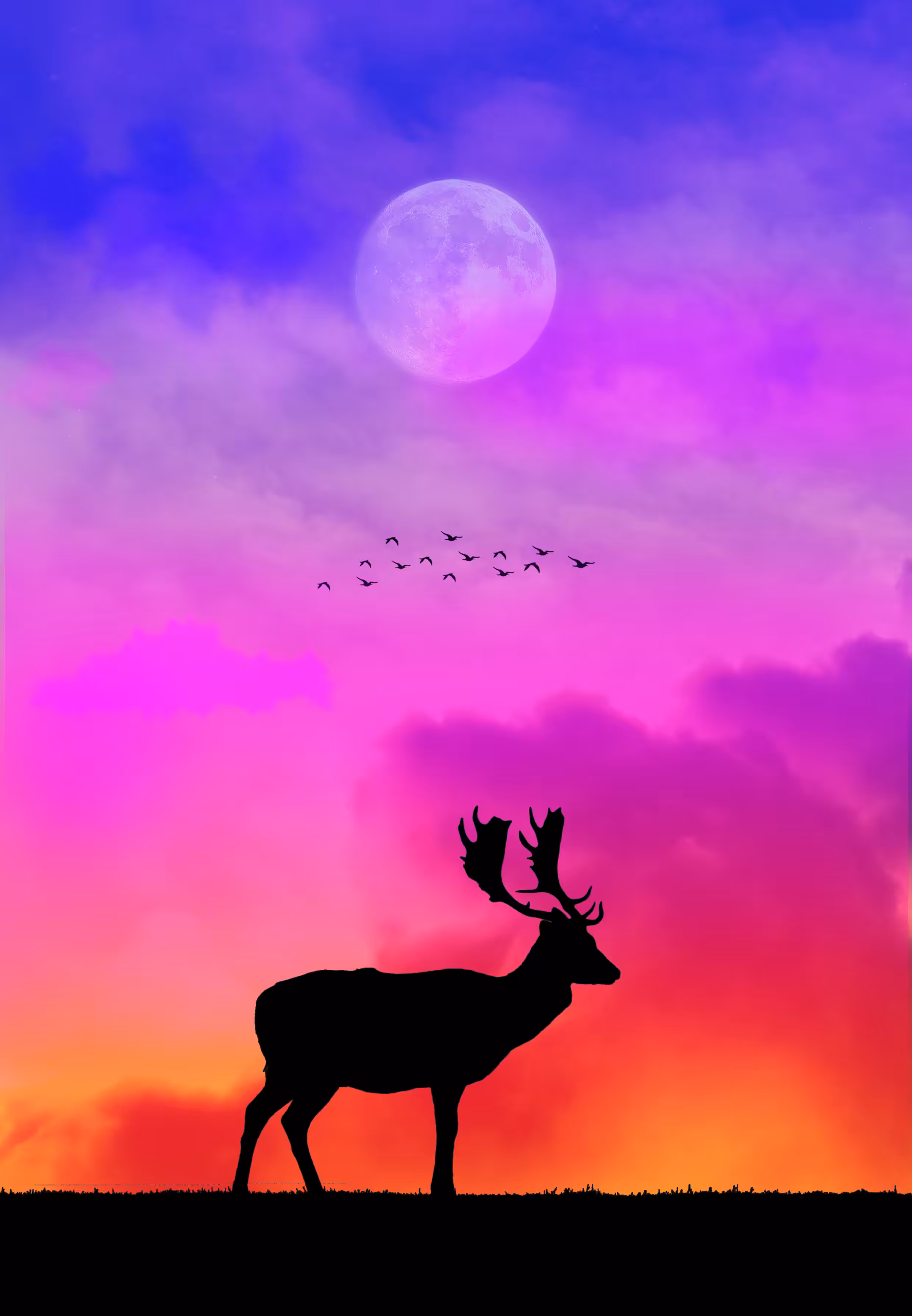 Deer in the dawn sky