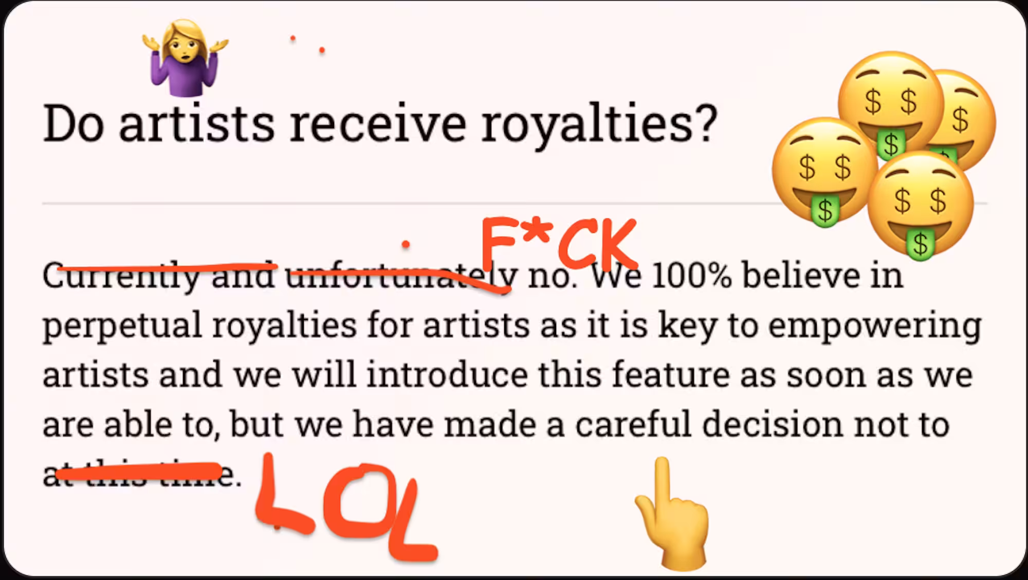no royalties