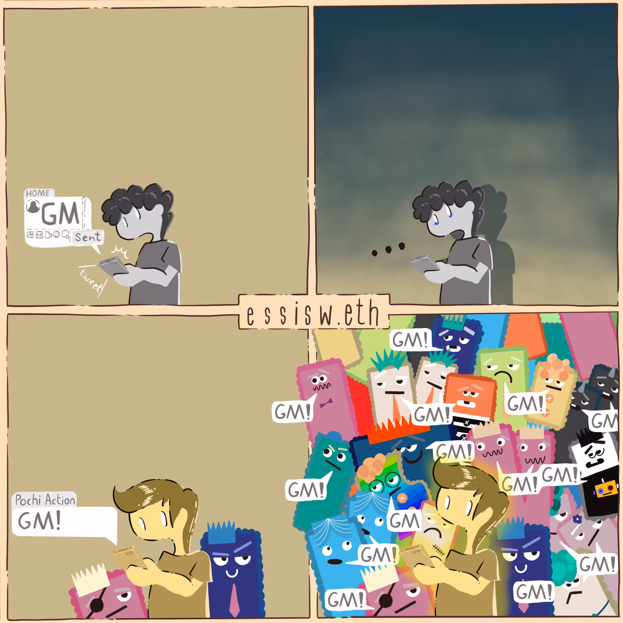 Pochi never say "GM" alone.