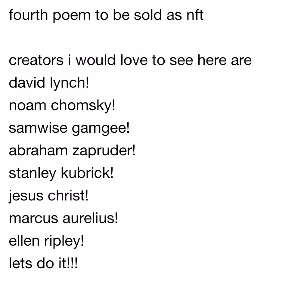 fourth poem to be sold as nft