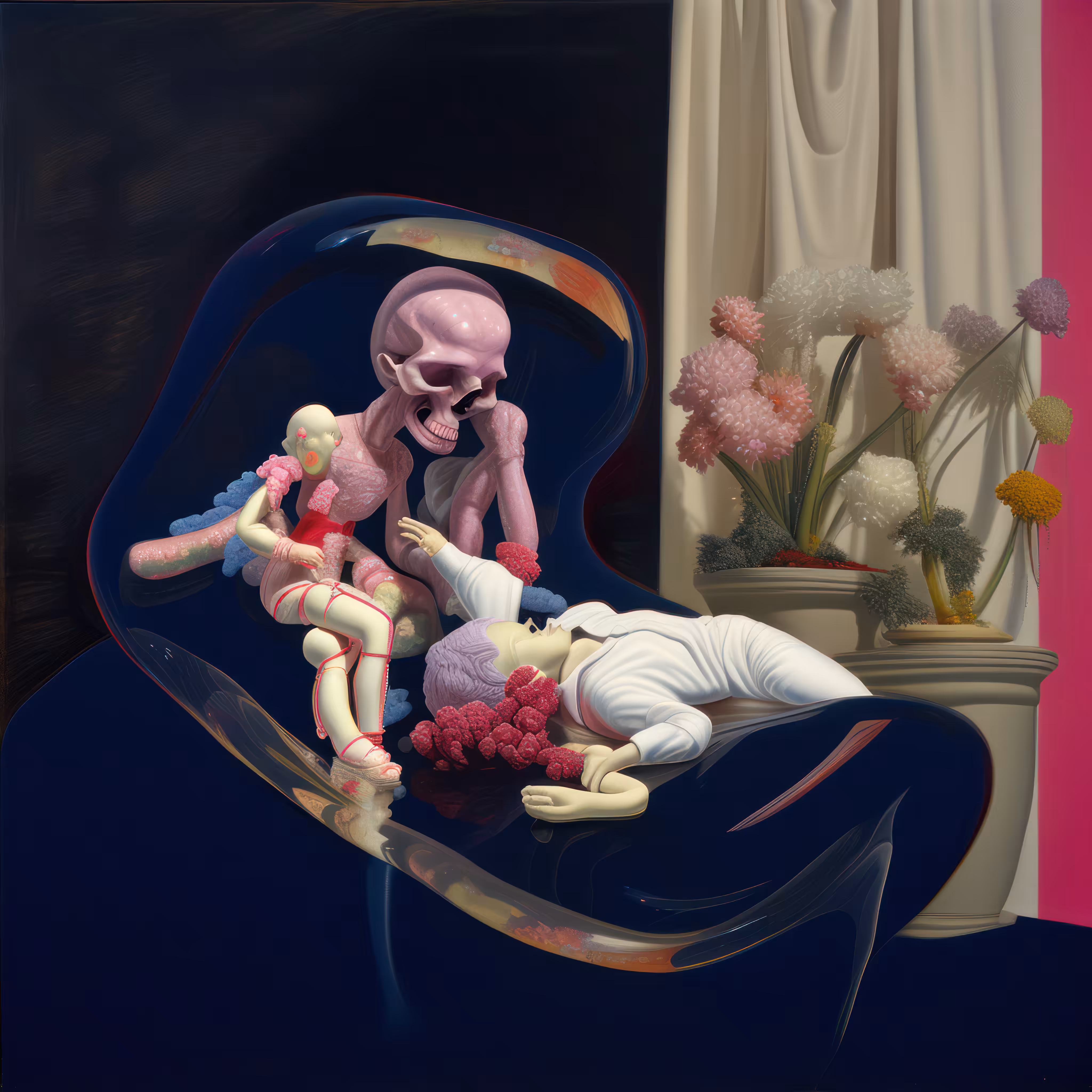 Portrait of Henrietta Moraes on a Blue Couch, 1965, after Bacon