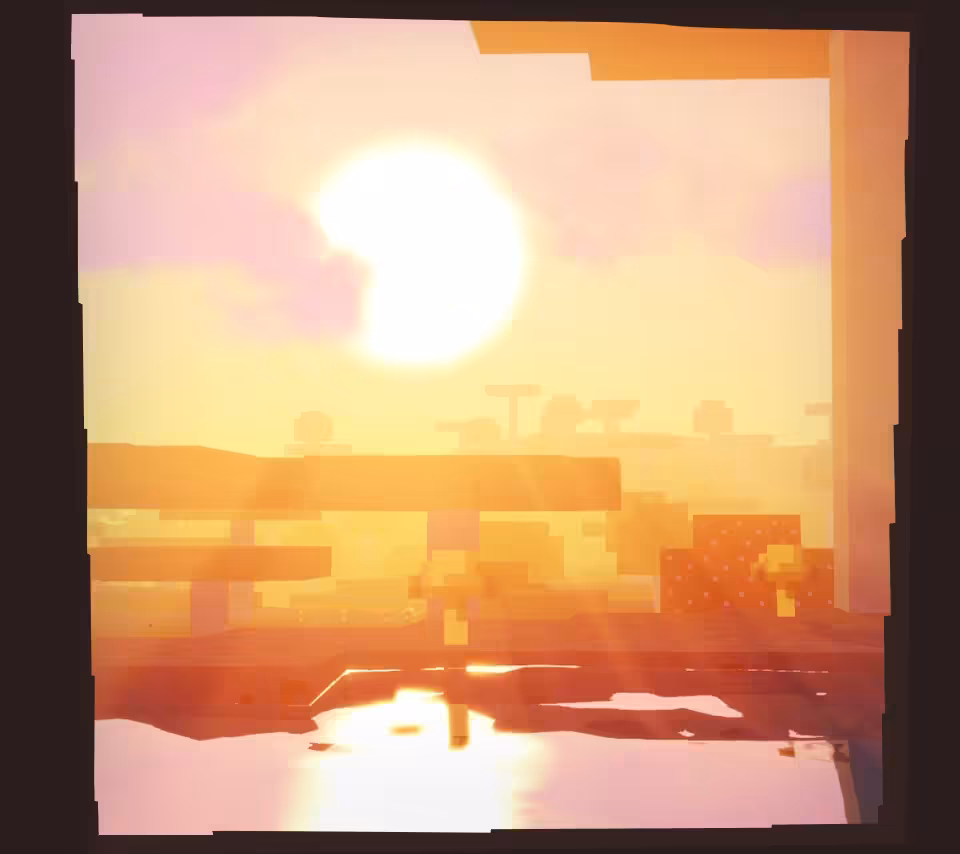mineframe, mushrooms sunset