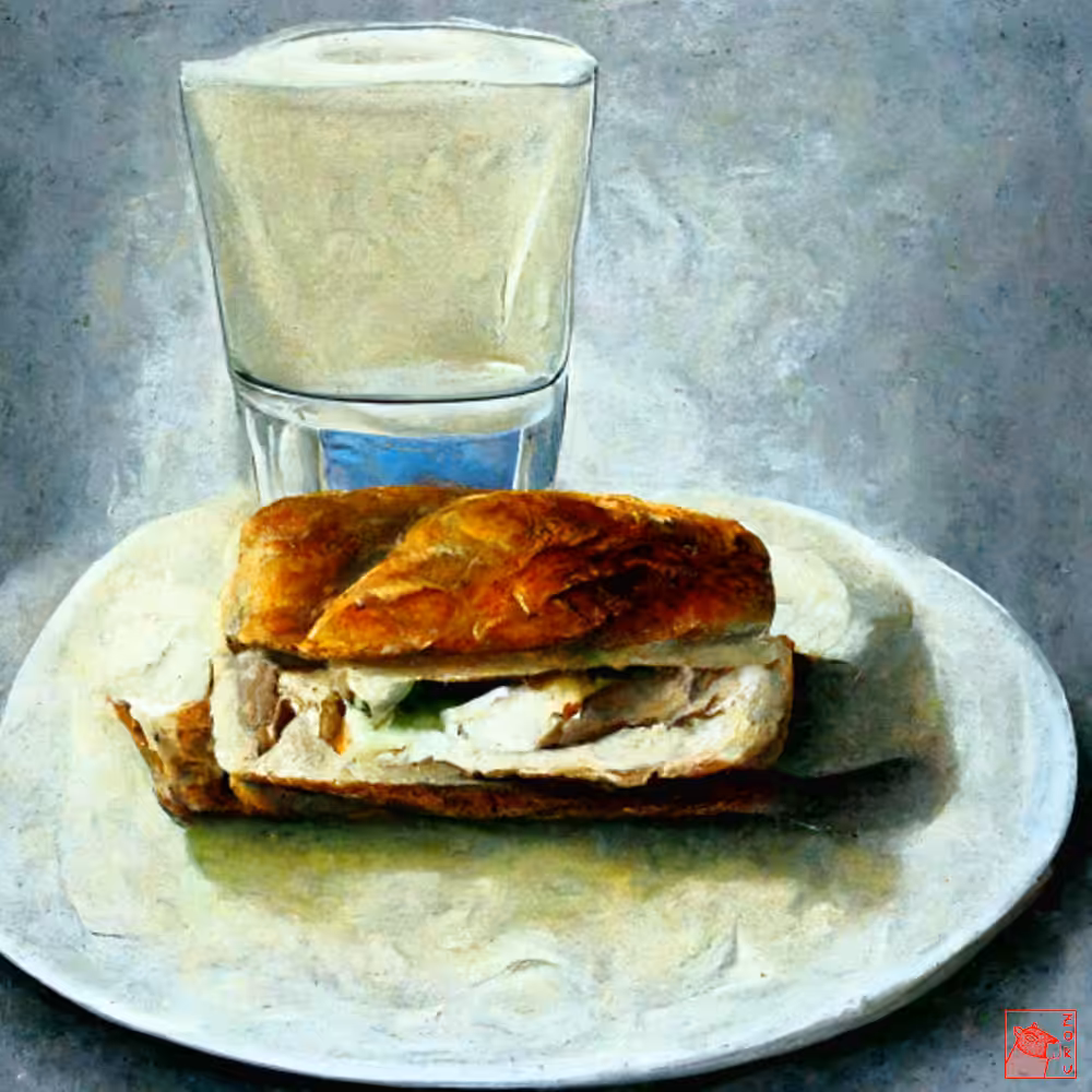 Cryptofood: Turkey sandwich with a glass of milk