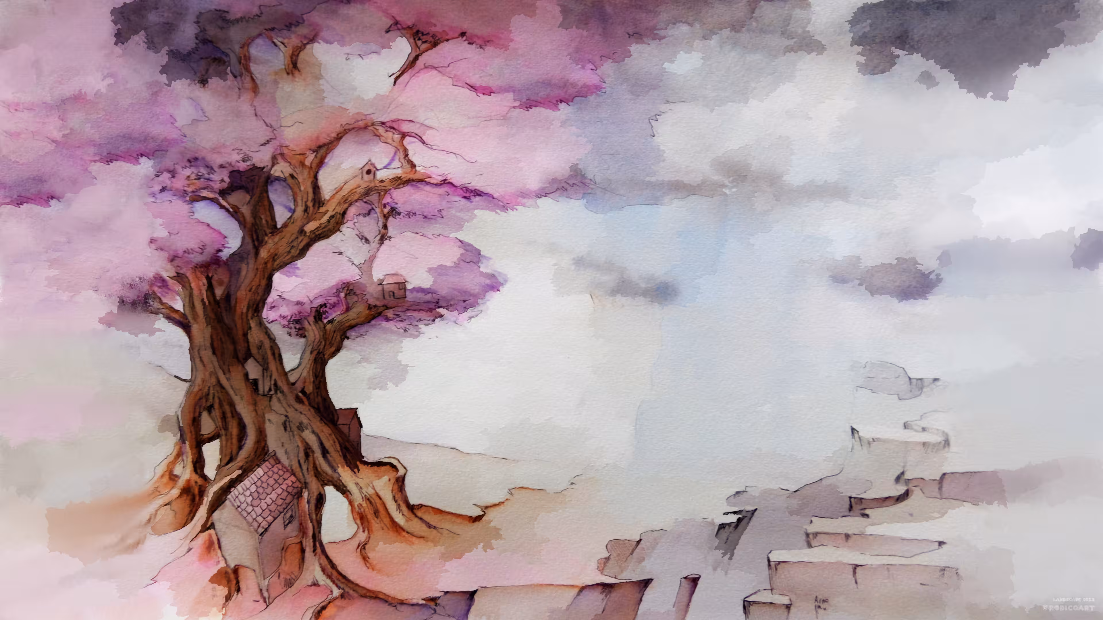 Fantasy watercolor landscape 0012