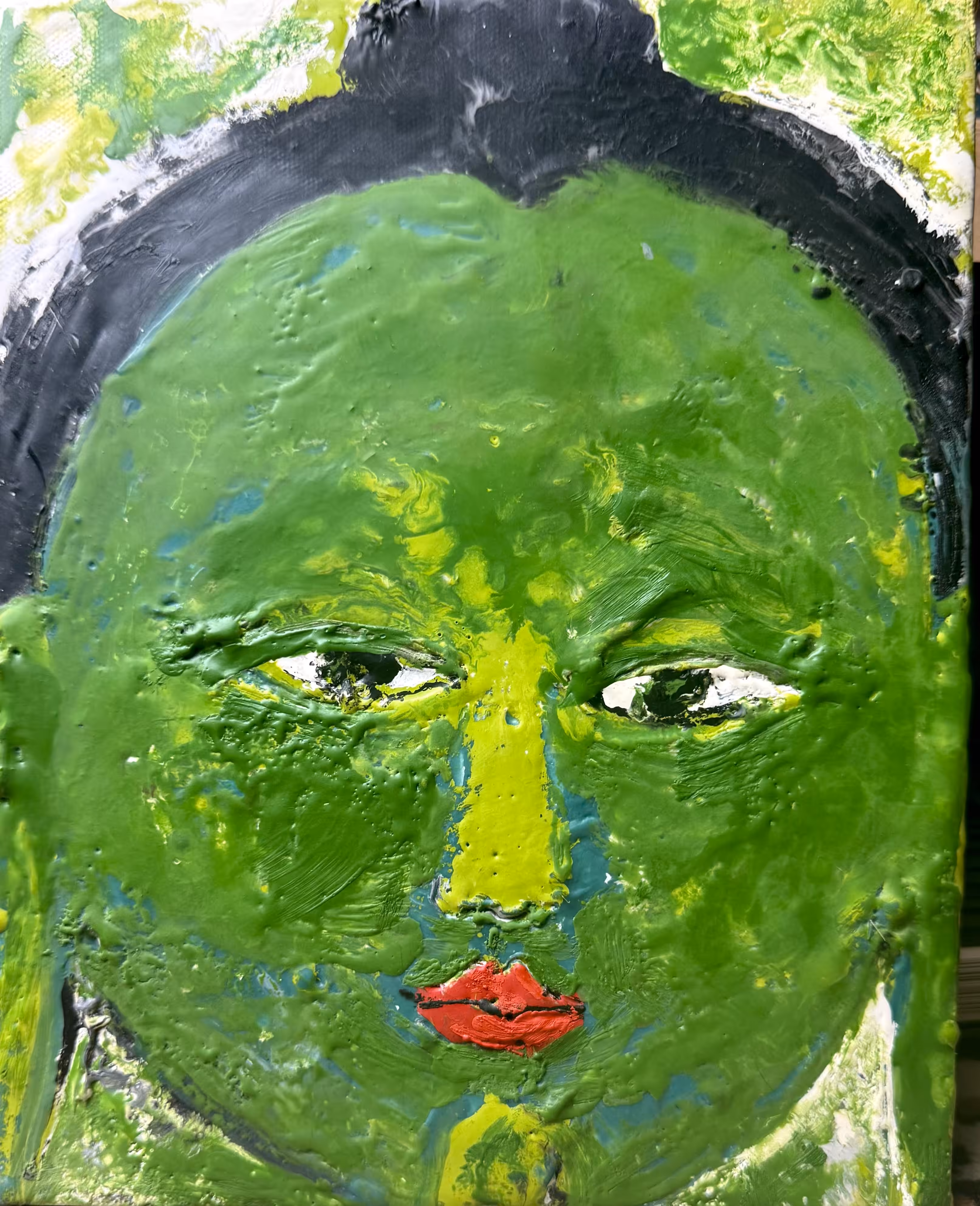 Title: Green Tara Year: 2008 Medium: Encaustic on canvas (8x10”)