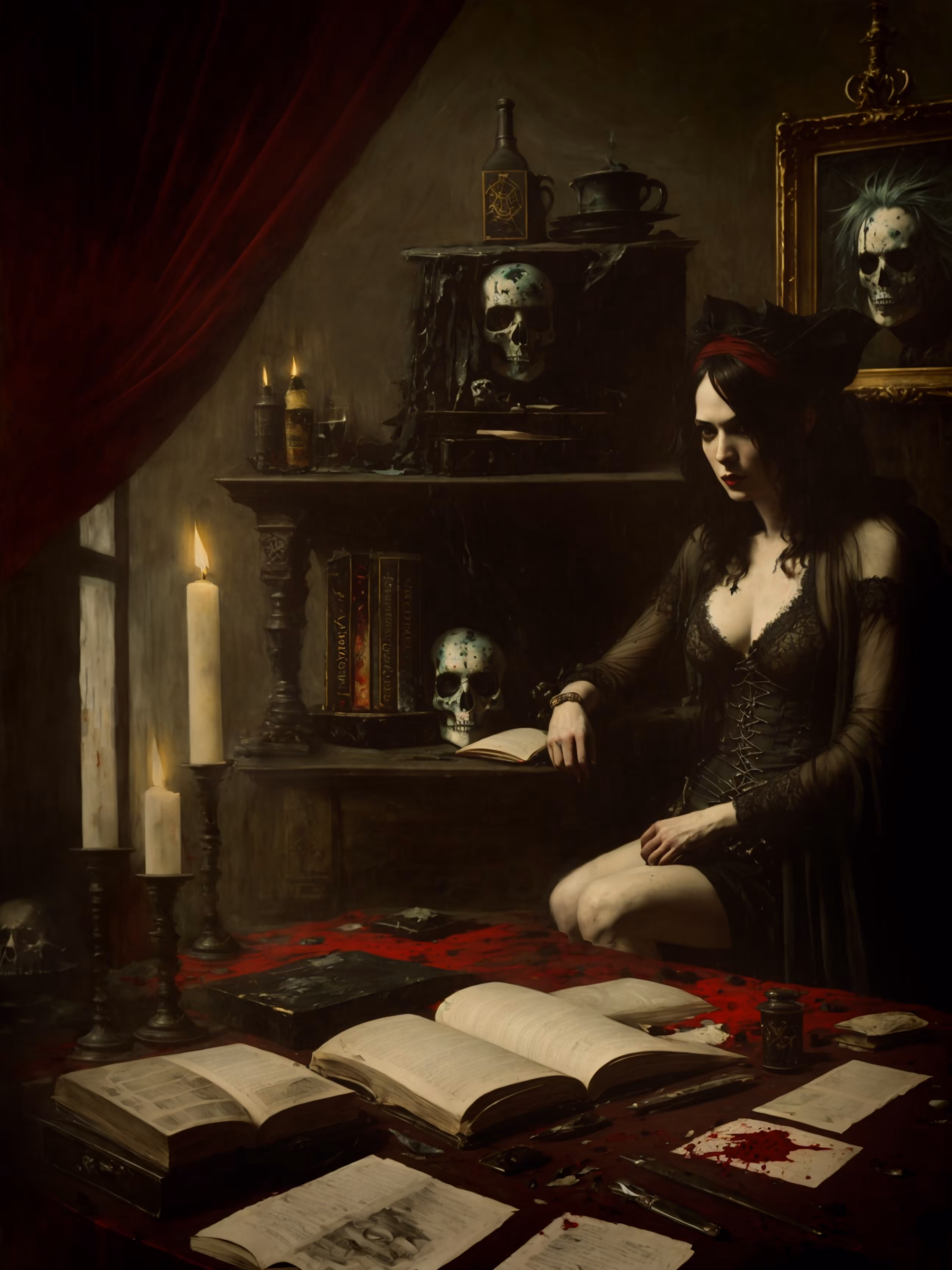 Dark Enchantress in Her Study