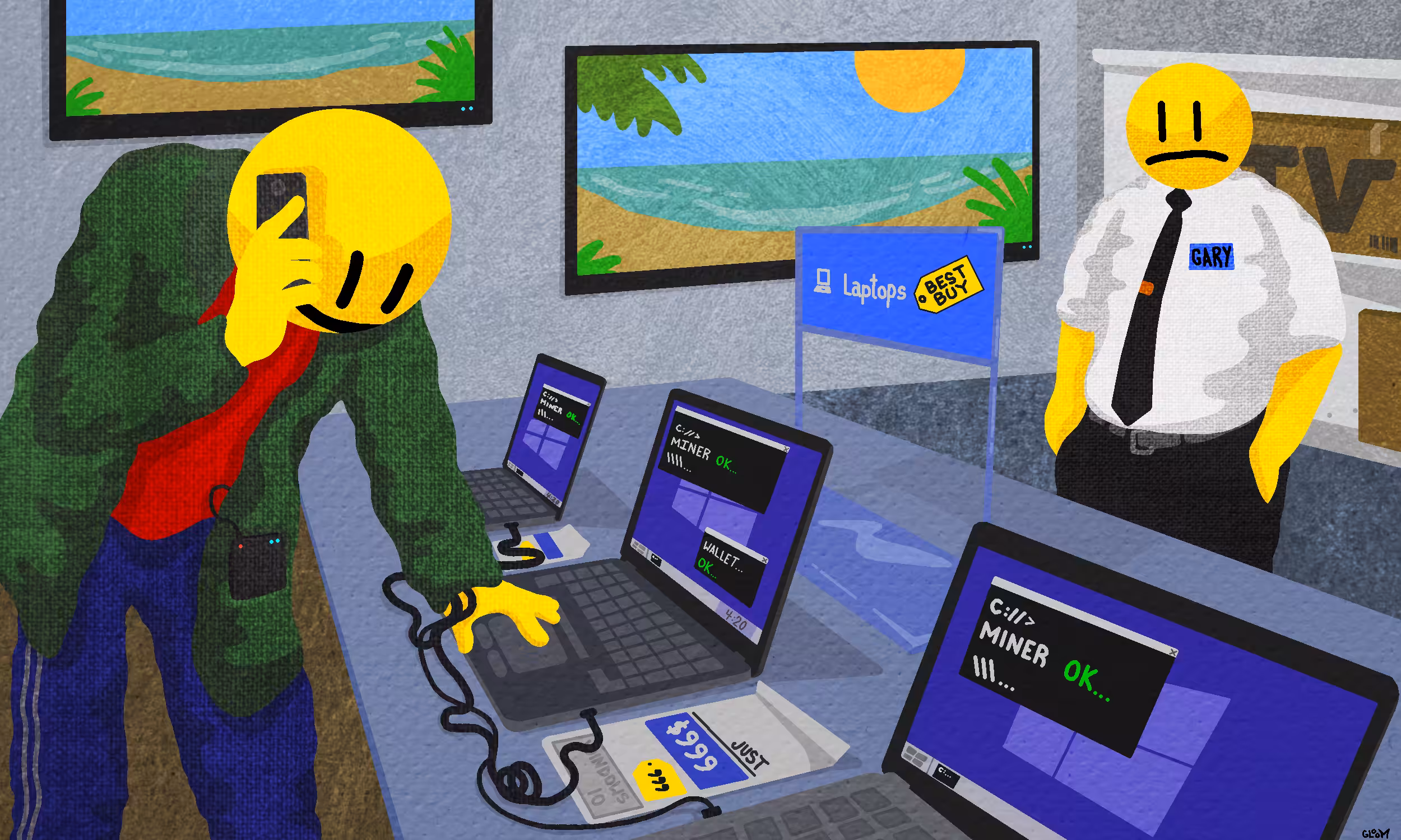 Tech Priest Installing Crypto Miners on Best Buy Display Laptops