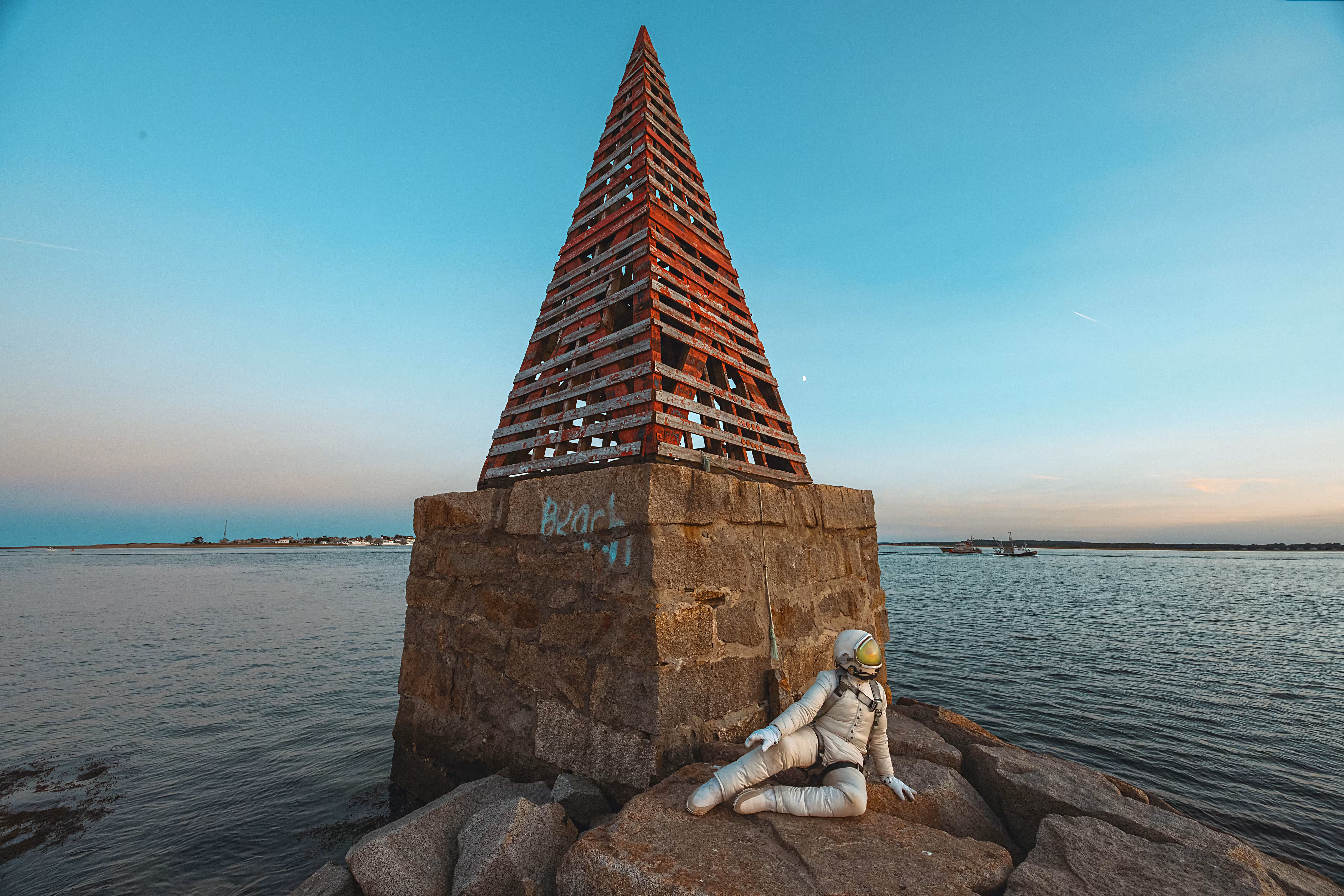 The Lonely Astronaut - White Suit Edition: Red Wooden Triangle