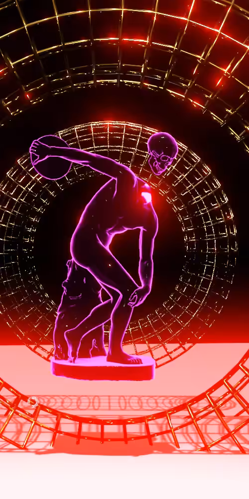 Statue in the metaverse animation
