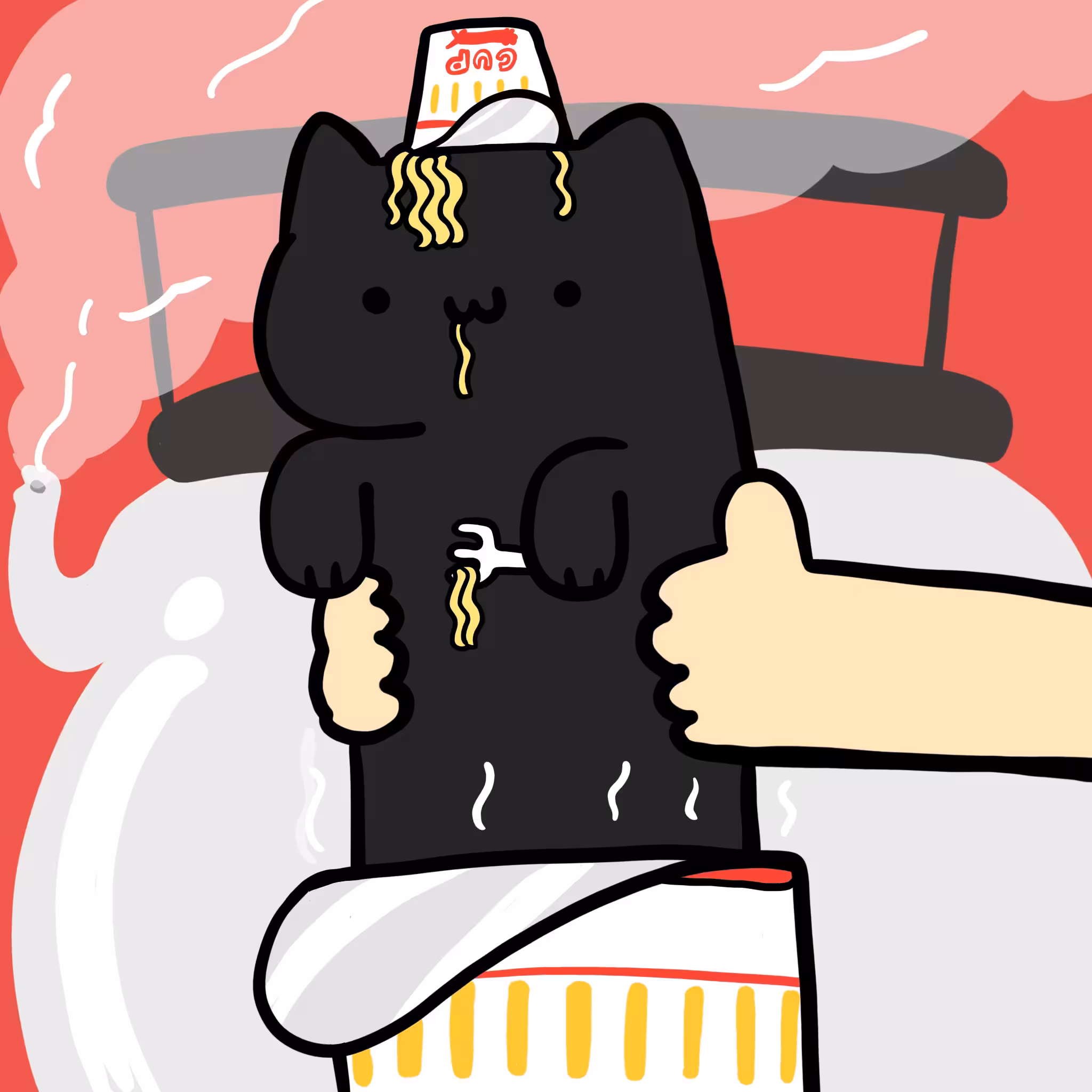 Long Long Cat: Long long noodle cup cat #109