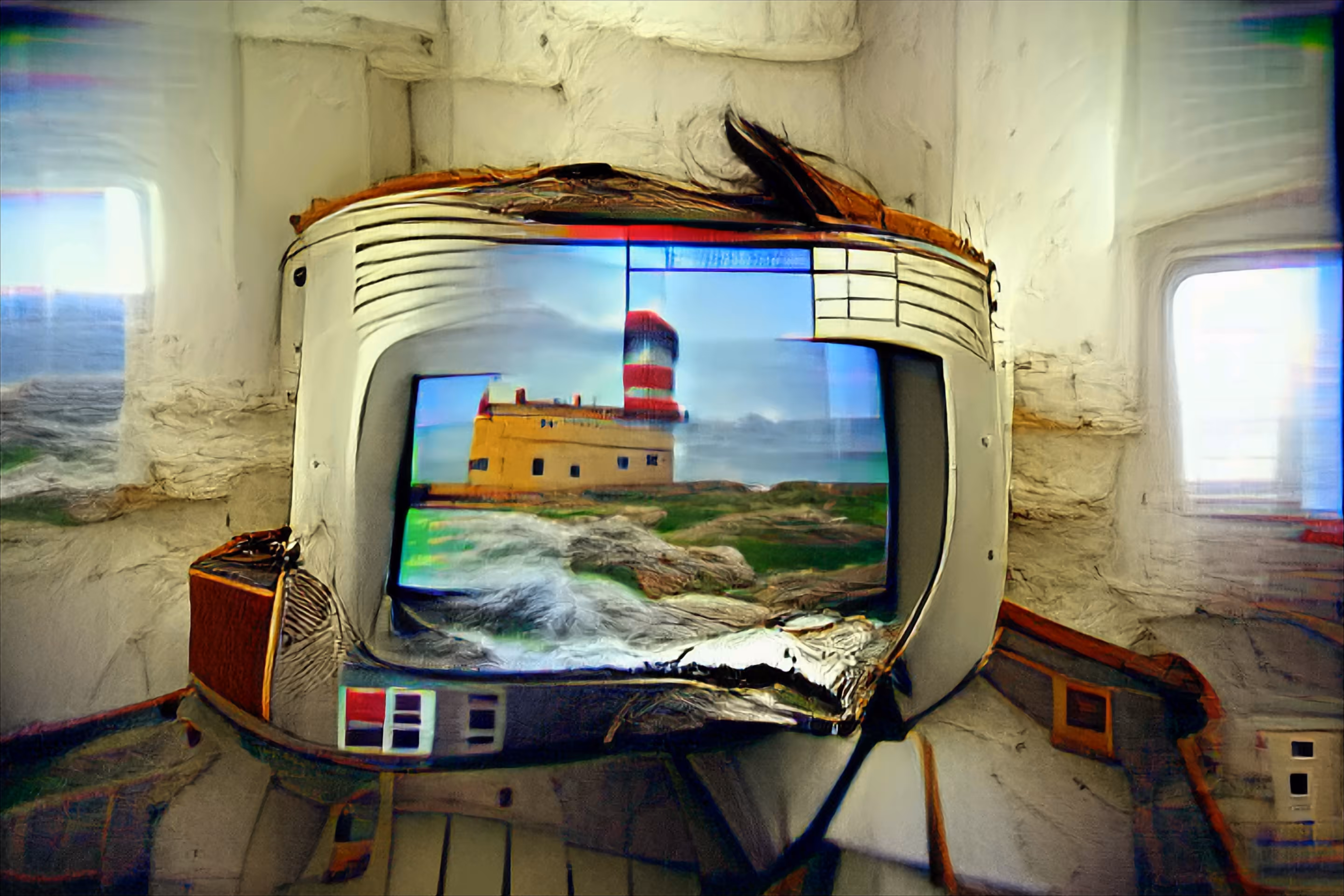 Standing on a rocky ledge windswept, as I stared at the waves crashing against the lighthouse