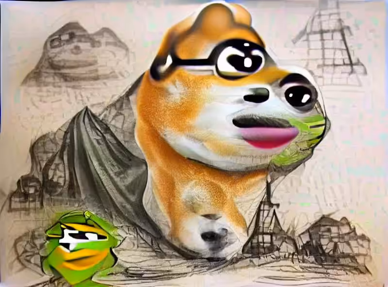 Abraham's First Works: up only doge pepe