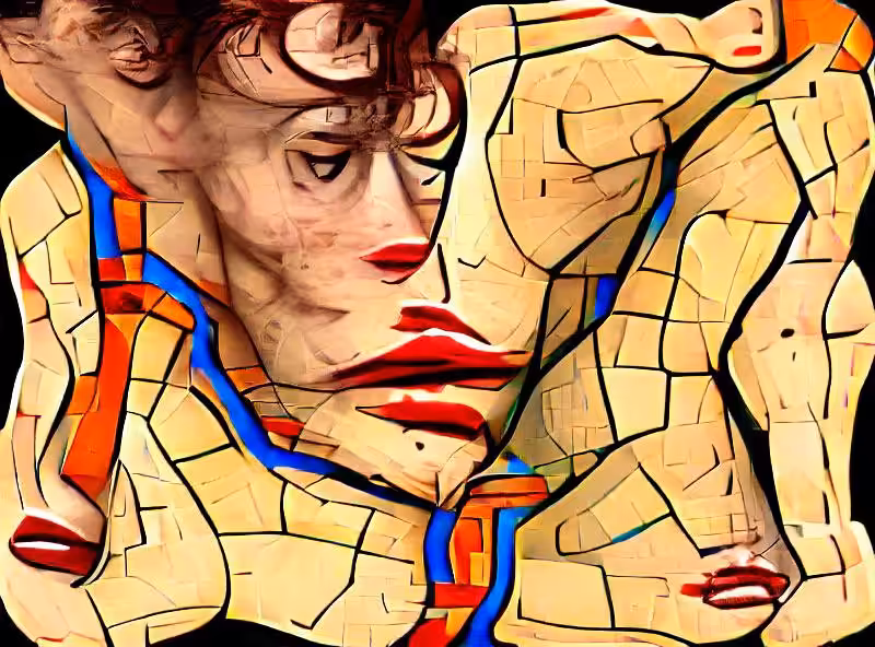 Human figure in the style of Egon Schiele and Moebius