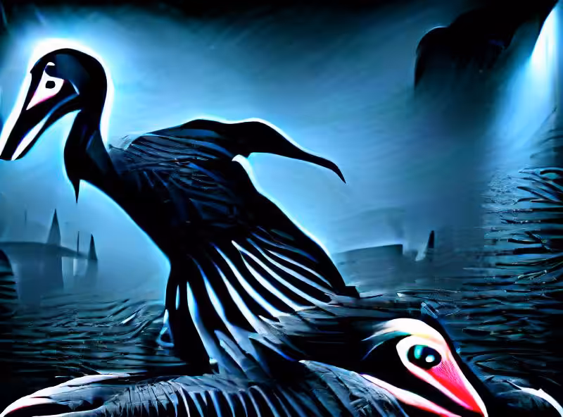 Abraham's First Works: black pelican, German expressionist atmosphere