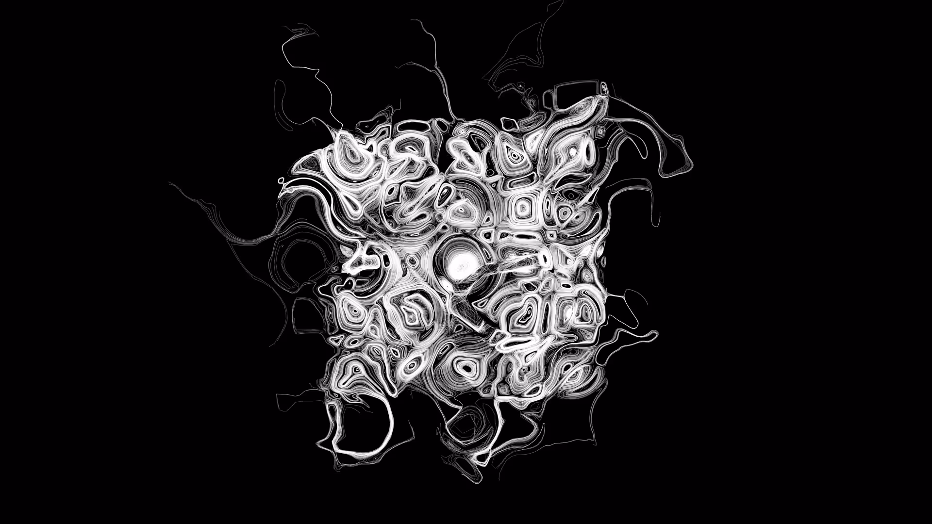 Abstract White and black Curl series 03 research of chaotic structure