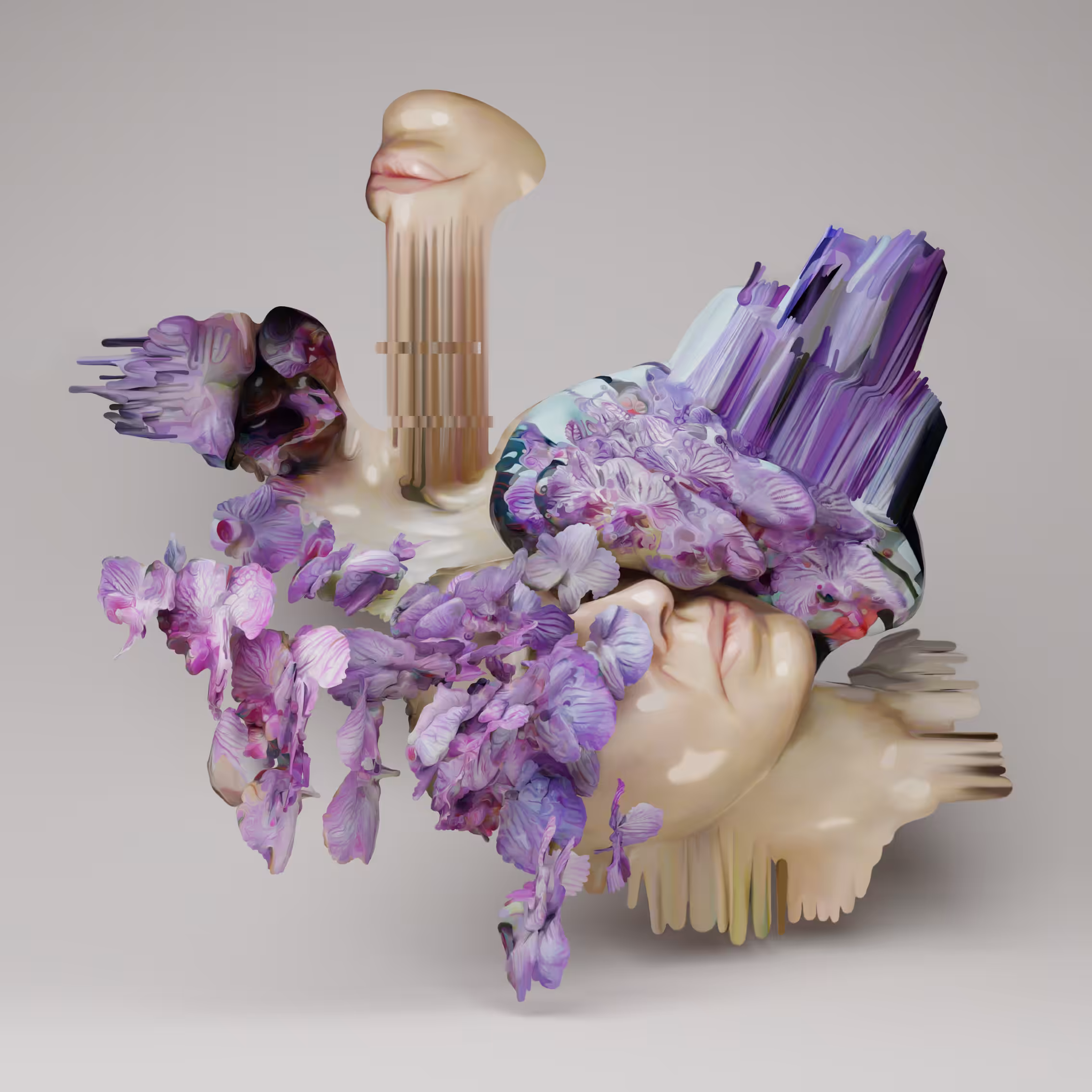 3D portrait with orchid